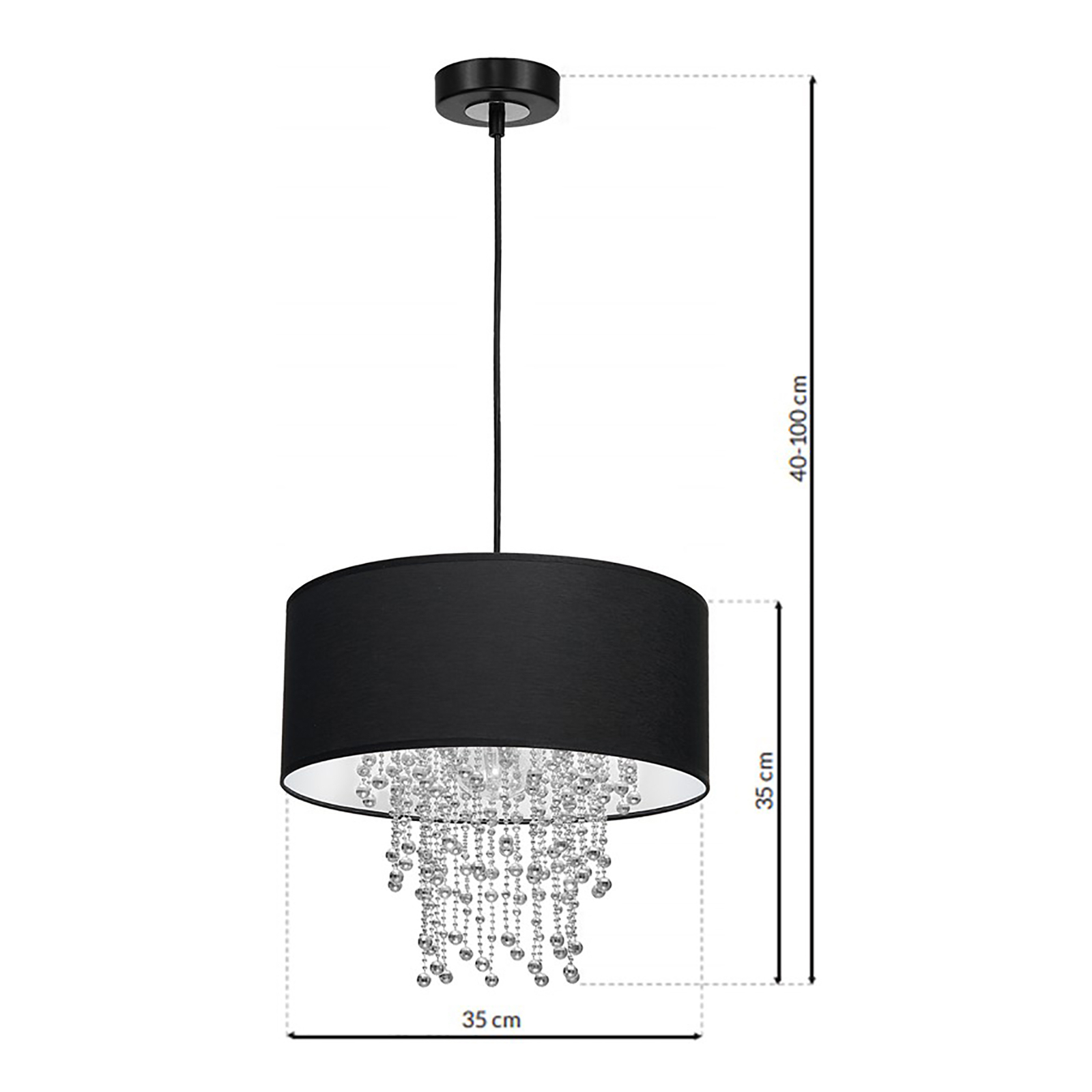 Hanglamp Almeria, zwart/chroom