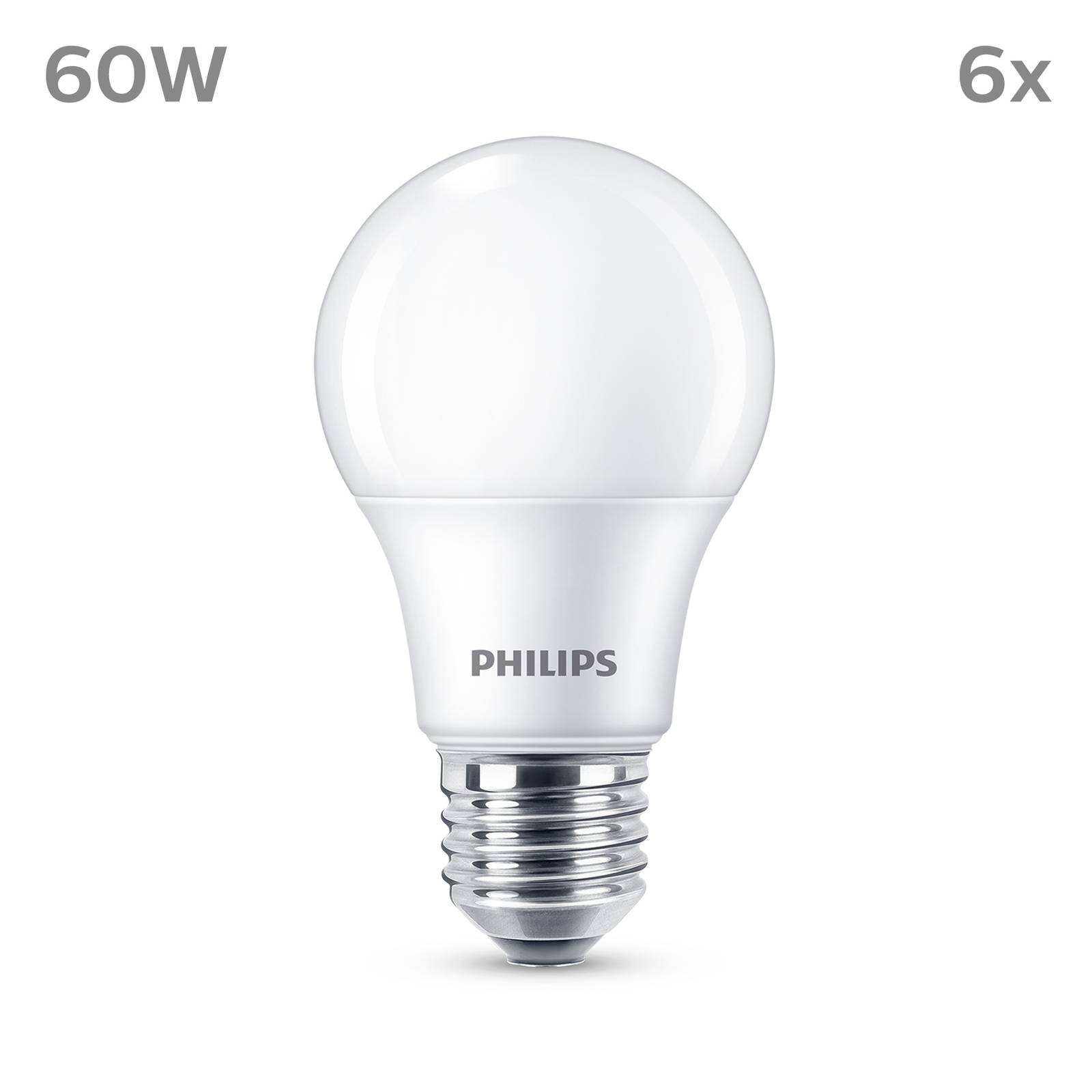 Levně Philips LED žárovka E27 8W 806lm 2700K matná 6ks