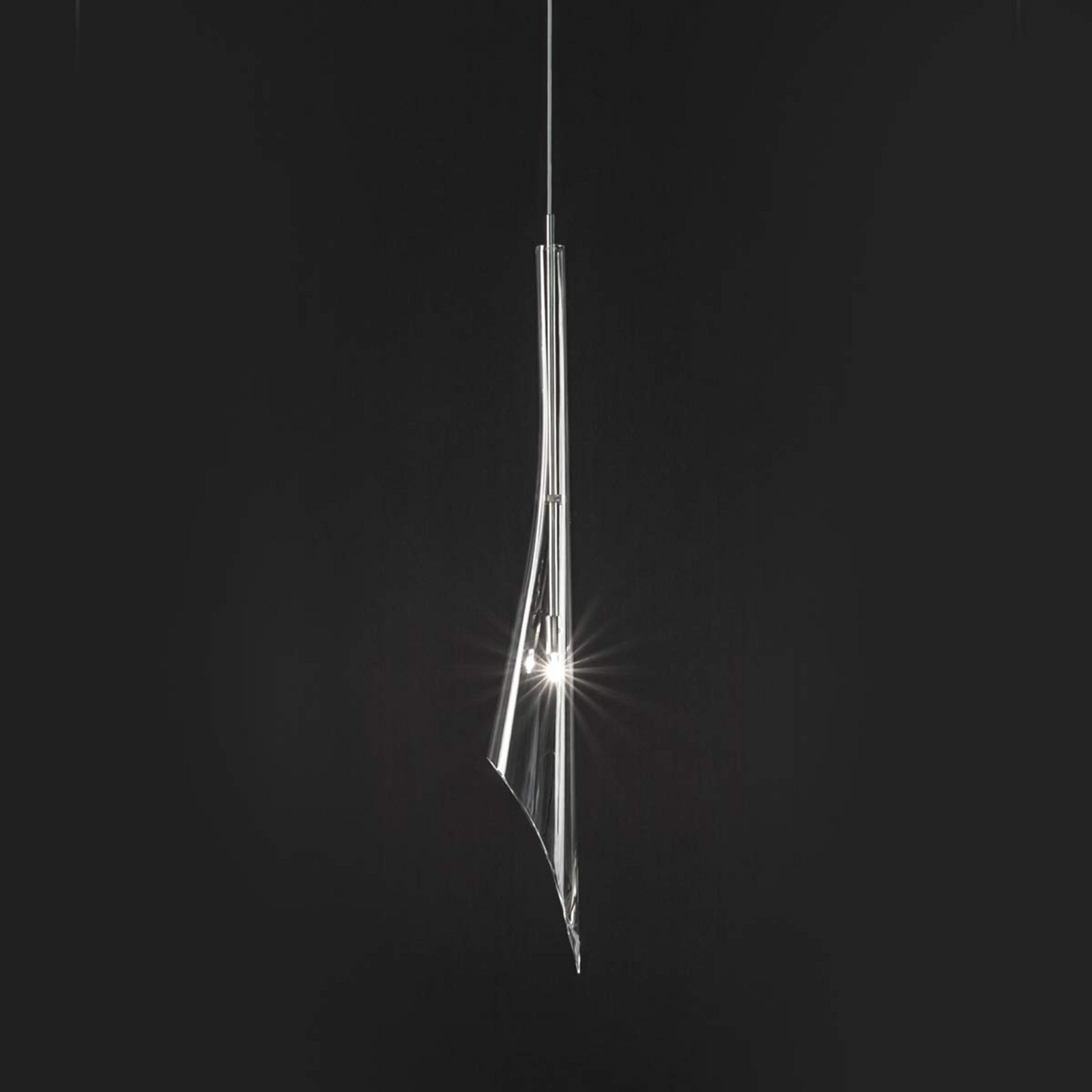 Terzani Calle - lampă suspendată filigranată cu o singură lampă - Camera de zi / sufragerie - Design - clar - Sticlă