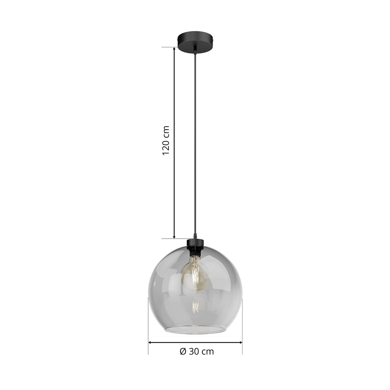 Cubus Pendelleuchte Ø 30 cm rauchgrau Glas E27