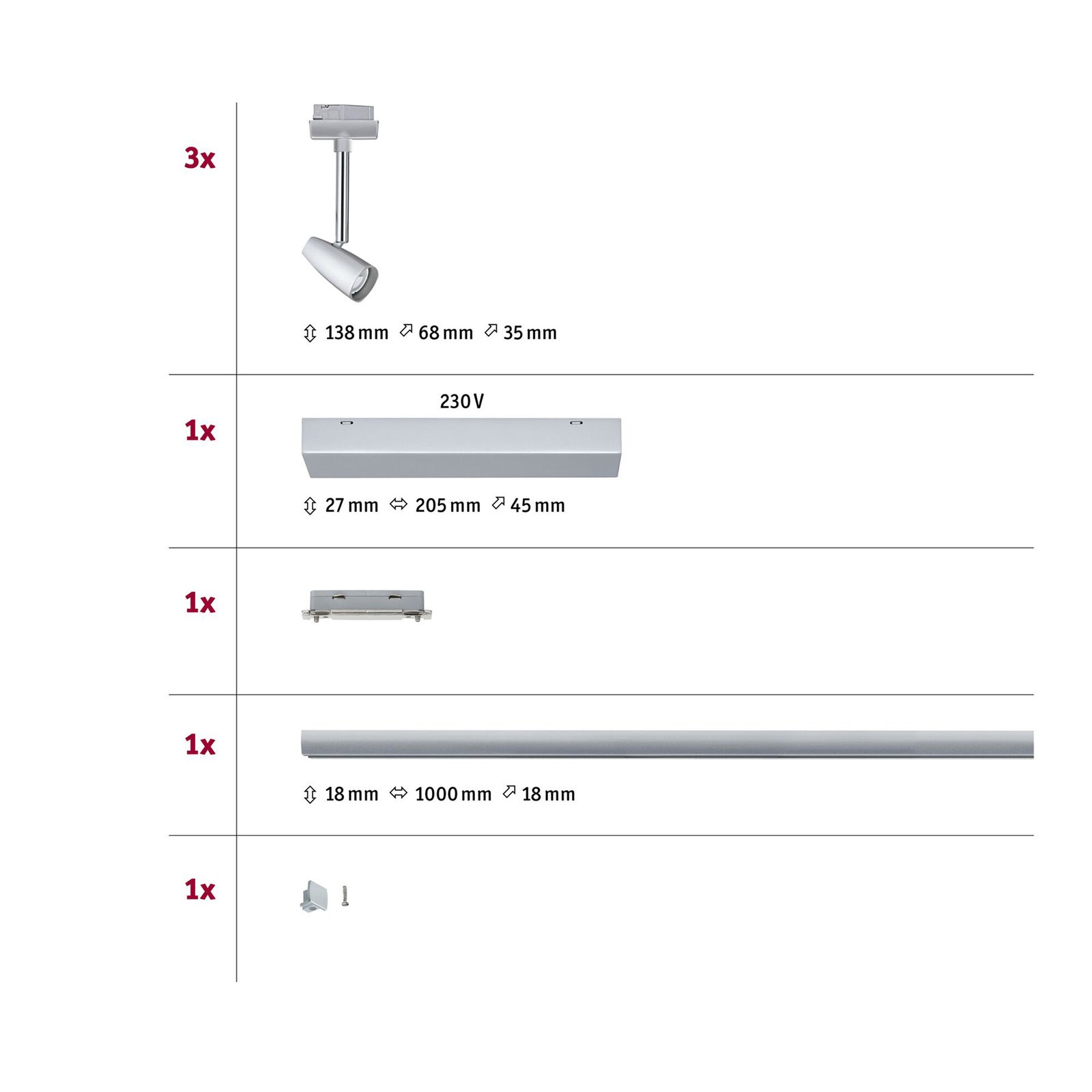 Barelli 3 Plafonnier Urail-set Chrome - Paulmann