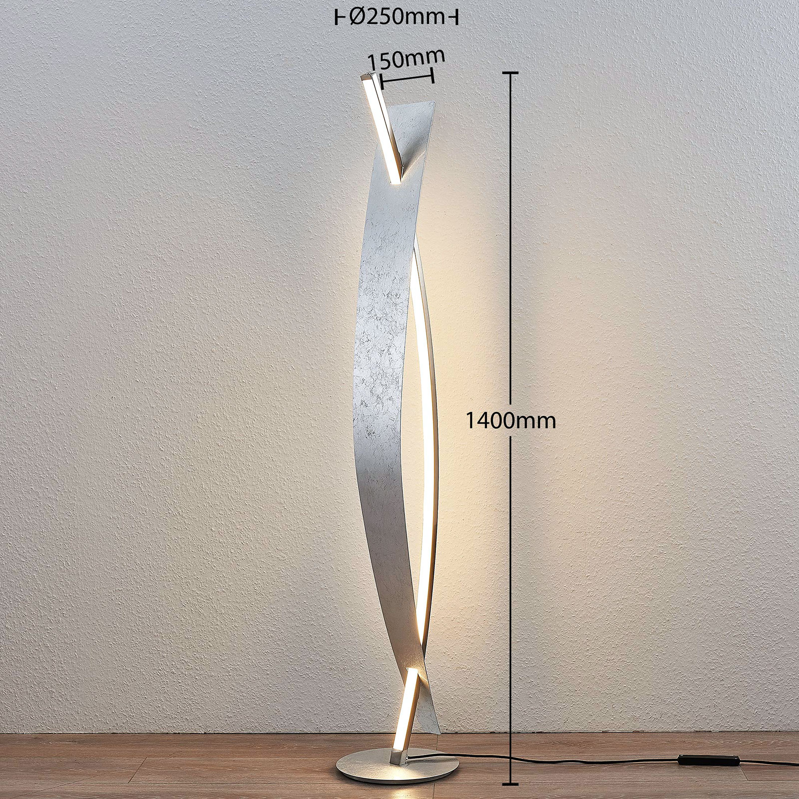 Lampa stojąca LED Marija, szlachetne srebro