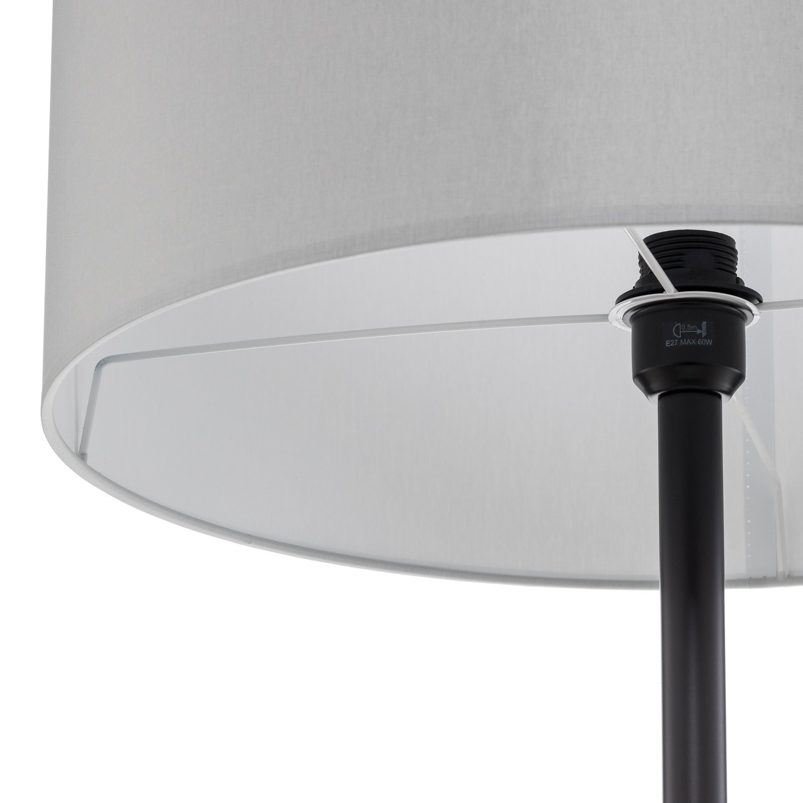Lámpara de pie Maarit, pantalla textil, gris/negro