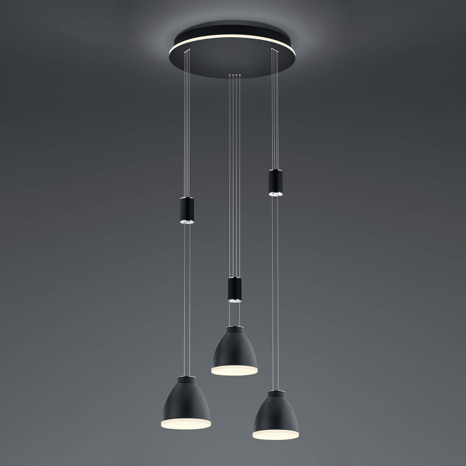 HELL Lampă suspendată LED Leni 3 becuri rotundă negru - Camera de zi / sufragerie - Modern - Metal