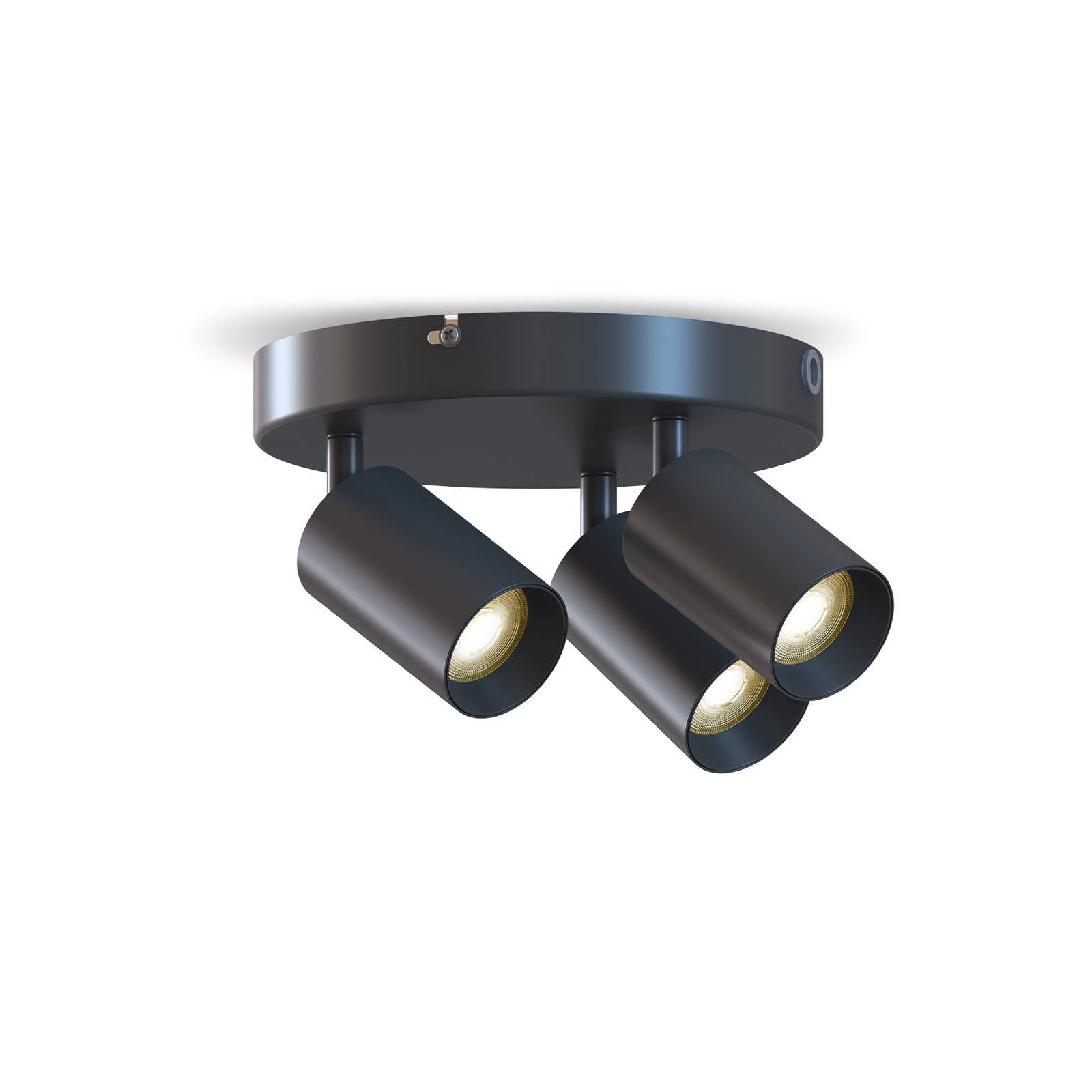 Calex GU10-Deckenspot, schwarz, Ø 20 cm, 3-flammig, Metall
