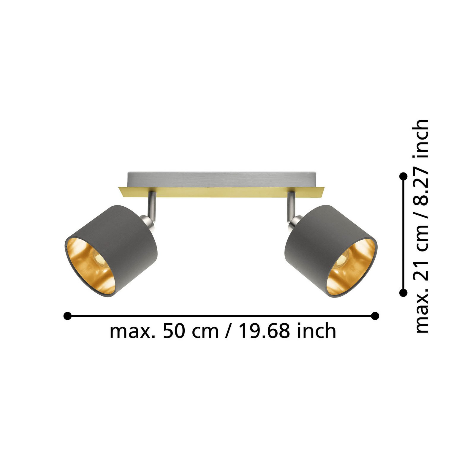 Plafondlamp Valbiano cappuccino/goud twee lampjes