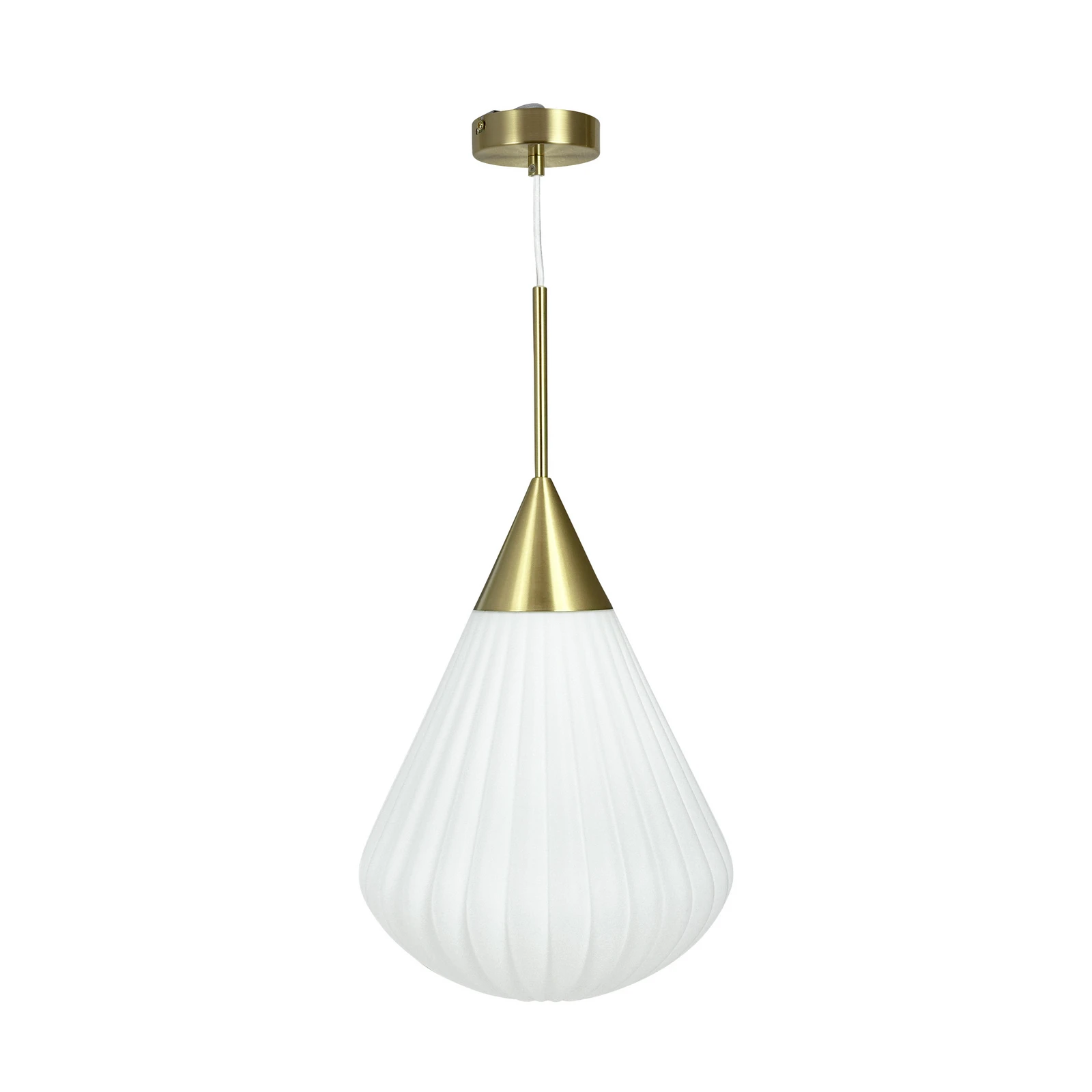 Dyberg Larsen viseća lampa Balon, Ø 33 cm bijela/boja mesinga
