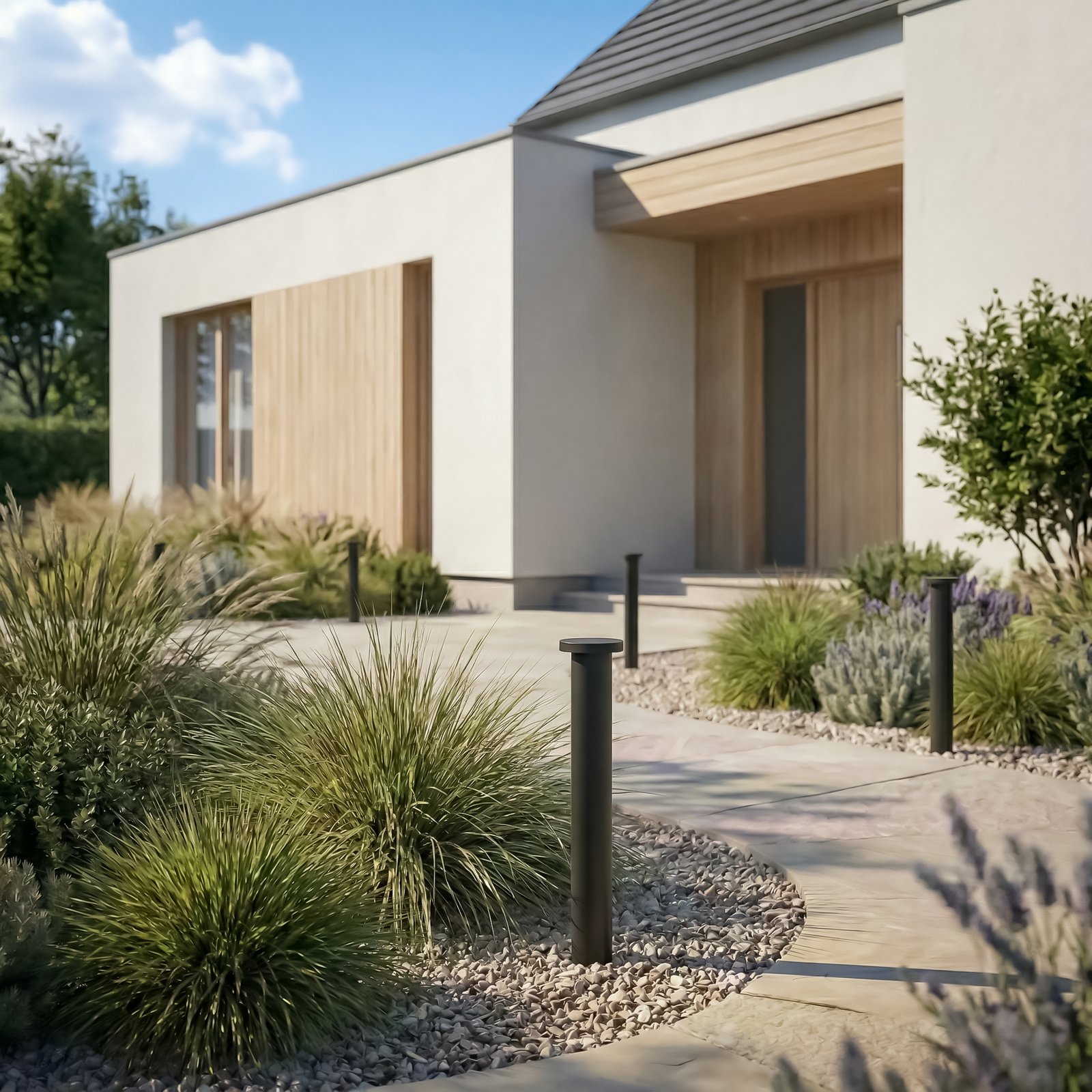 Lindby LED-teevalgusti Cirel, kõrgus 45 cm, must, IP65