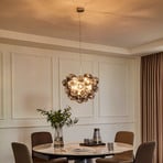 Suspensie Lucande Diborah, gri fum, sticlă, Ø 50 cm, G9