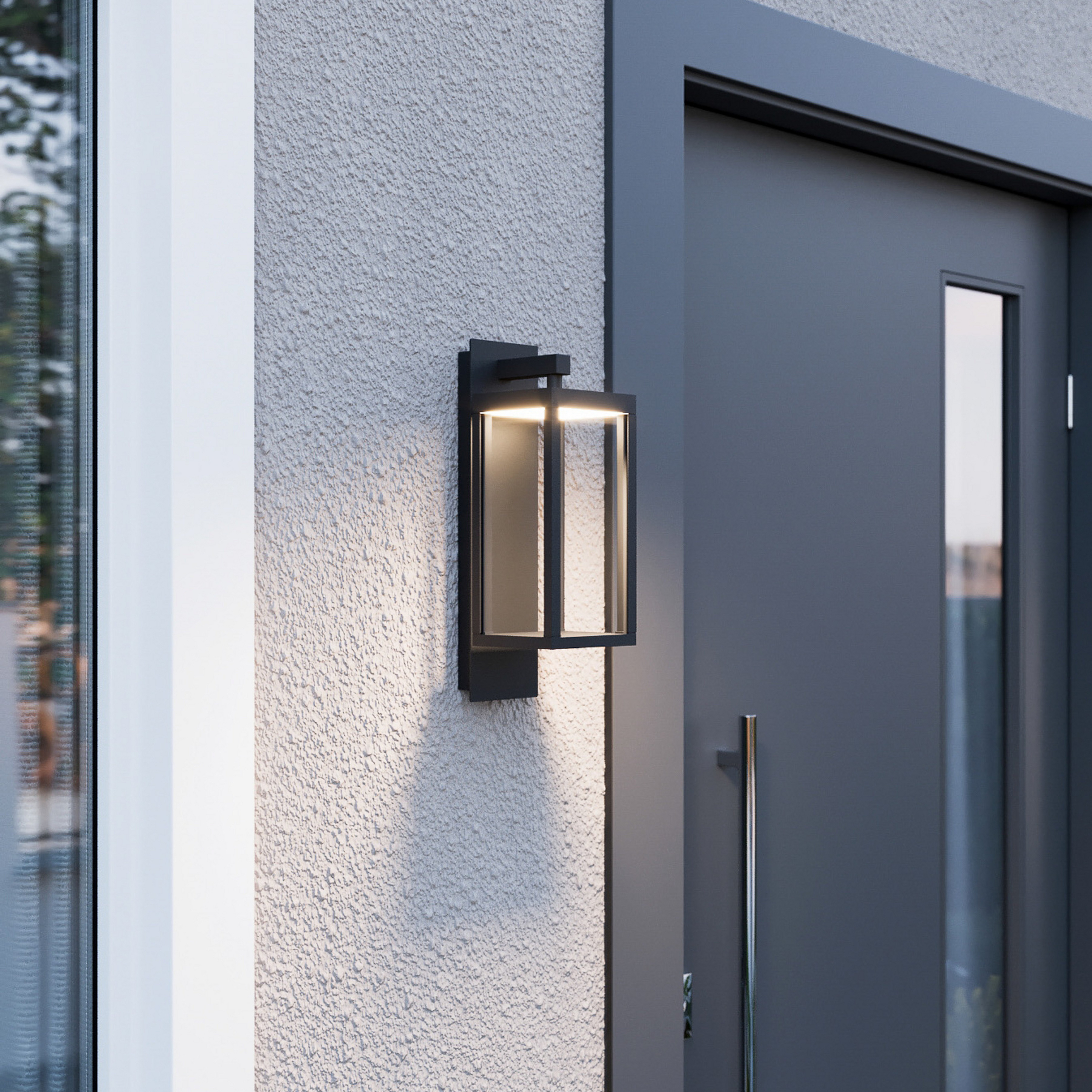 Aplique LED para exterior Ferdinand de Lucande, gris, metal, 38 cm