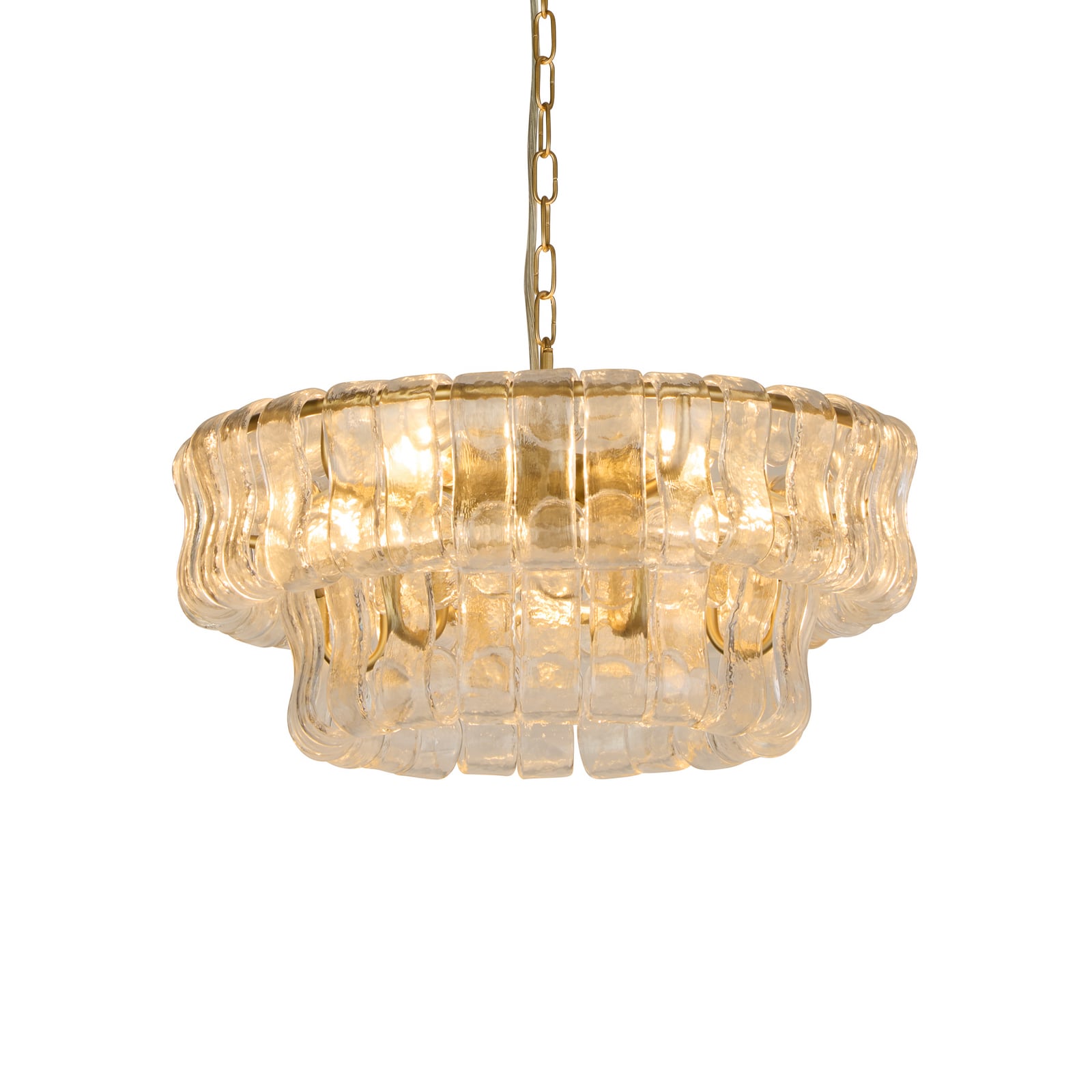 Hängeleuchte Bowlight, goldfarben/klar, Glas, Metall, E14
