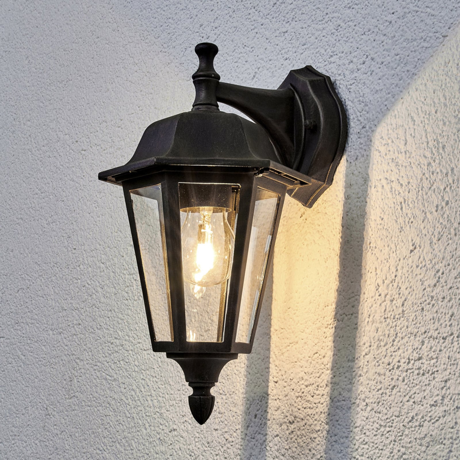 Lindby Lamina - outdoor wall light with a rust finish, Aluminium, Glass, E27, 60 W, energy efficiency: A++, W: 17.5 cm, H: 31.3 cm