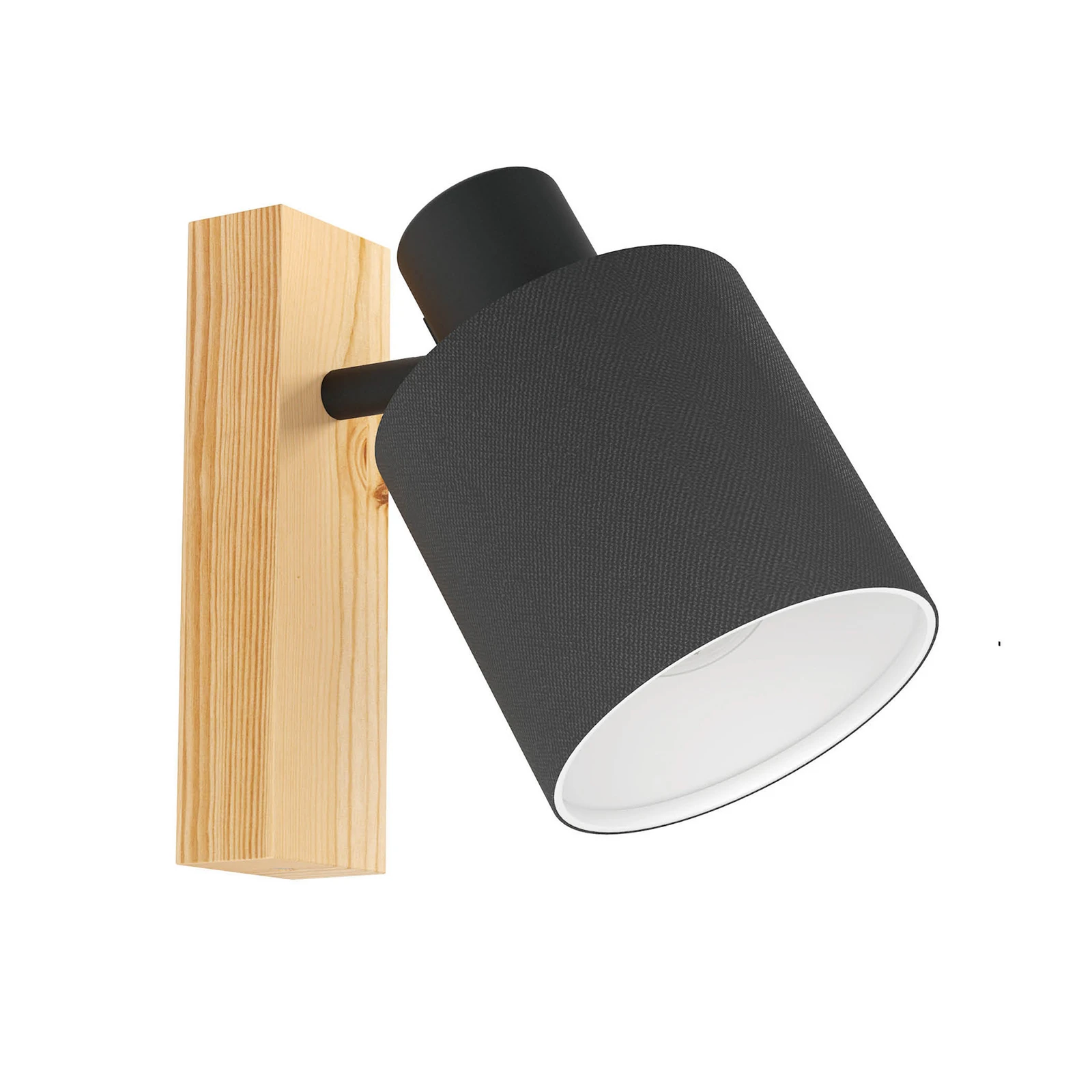Batallas foco de pared, ancho 10 cm, negro/madera, tela