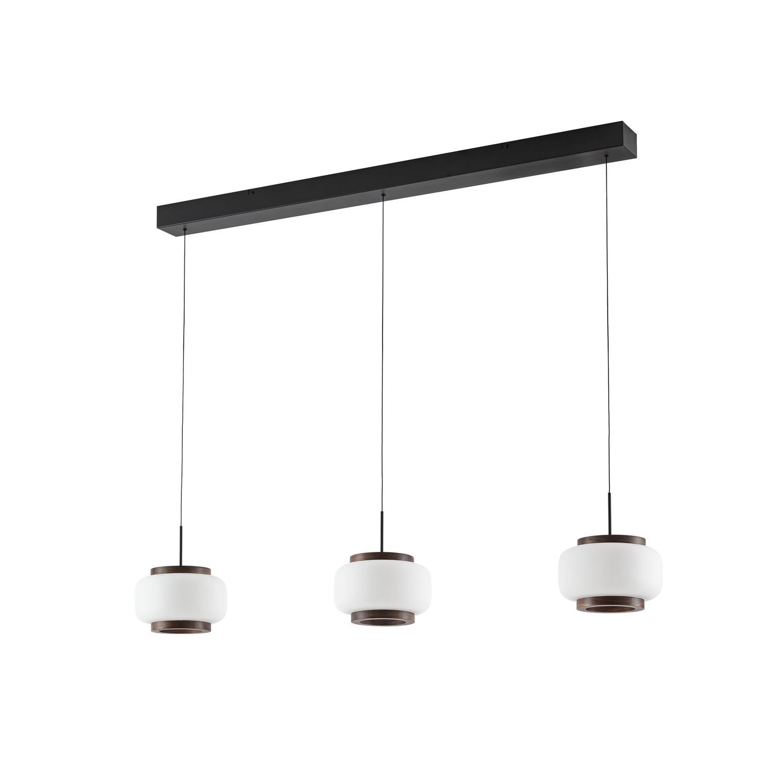 Shiro LED-Hängeleuchte, 3-flammig, Holz/Glas - Quitani