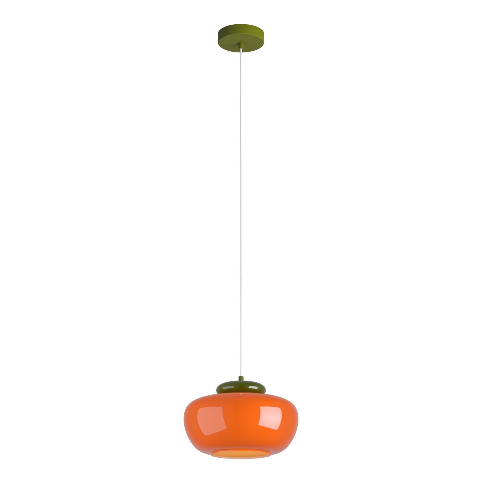 Hanglamp Berardelli, oranje/groen, Ø 30 cm, glas, E27