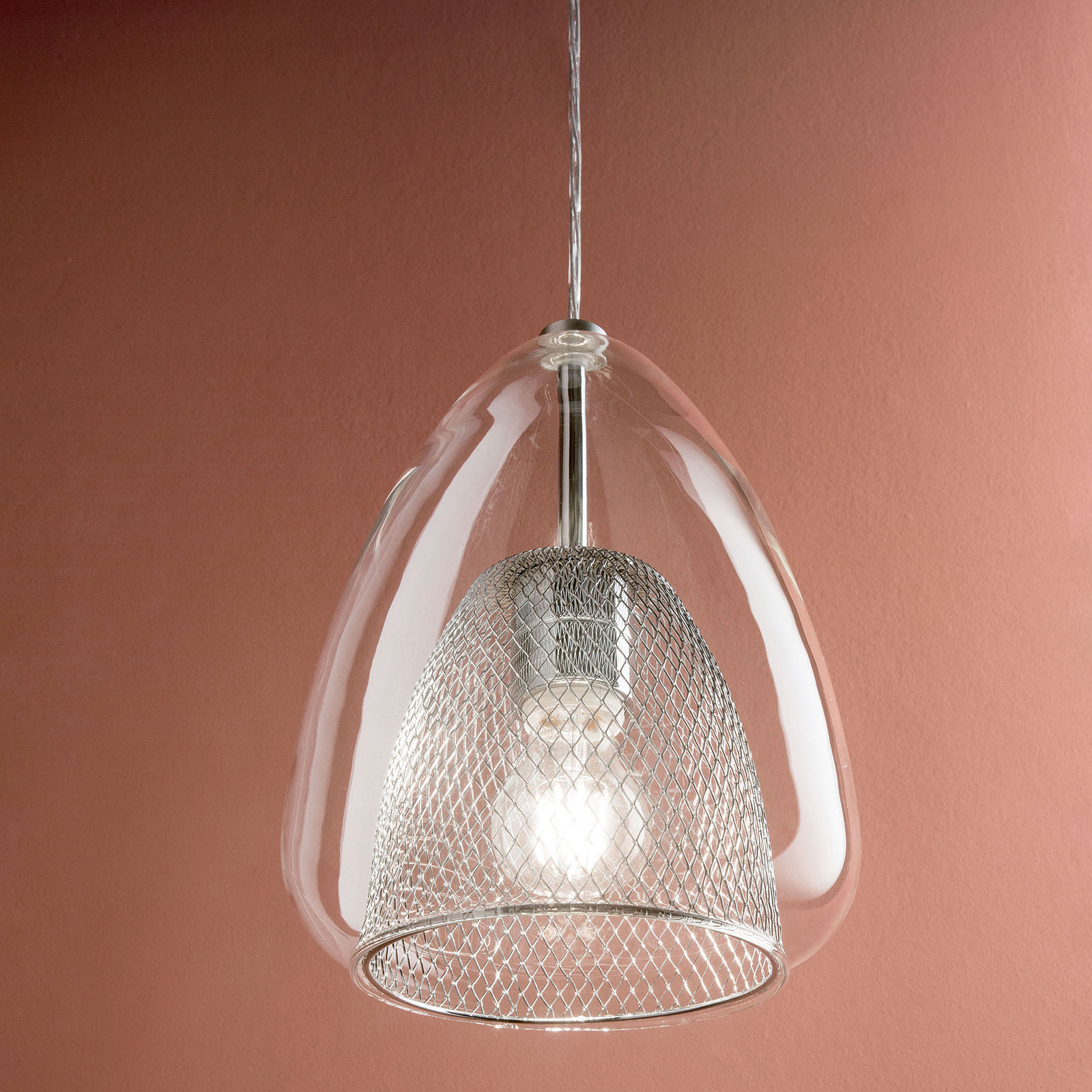 Hanging light Britton, 3-bulb, transparent