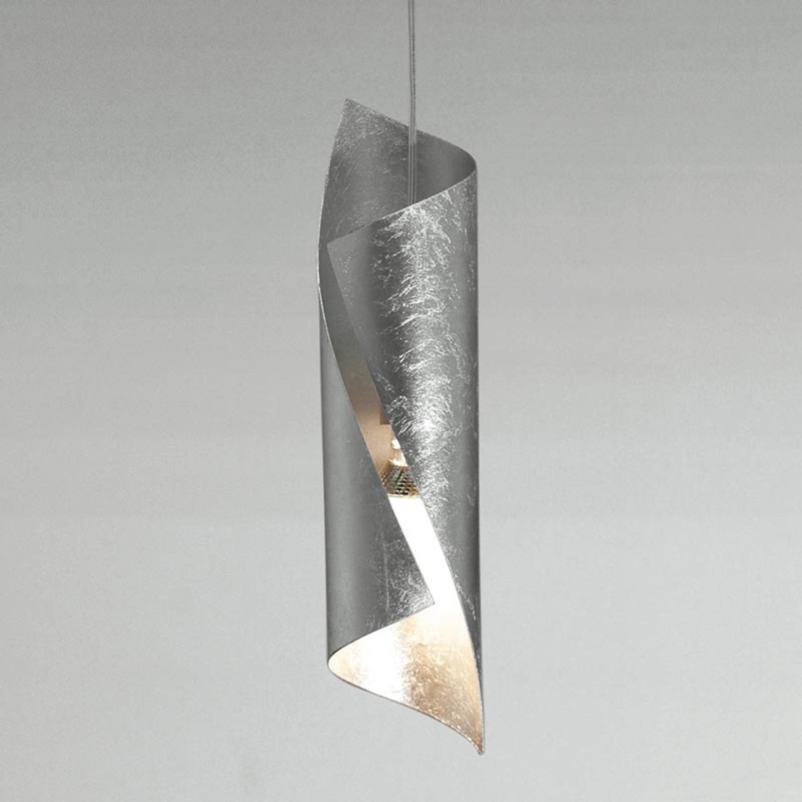 Skręcona lampa wisząca Hué, srebrna, jednopunktowa