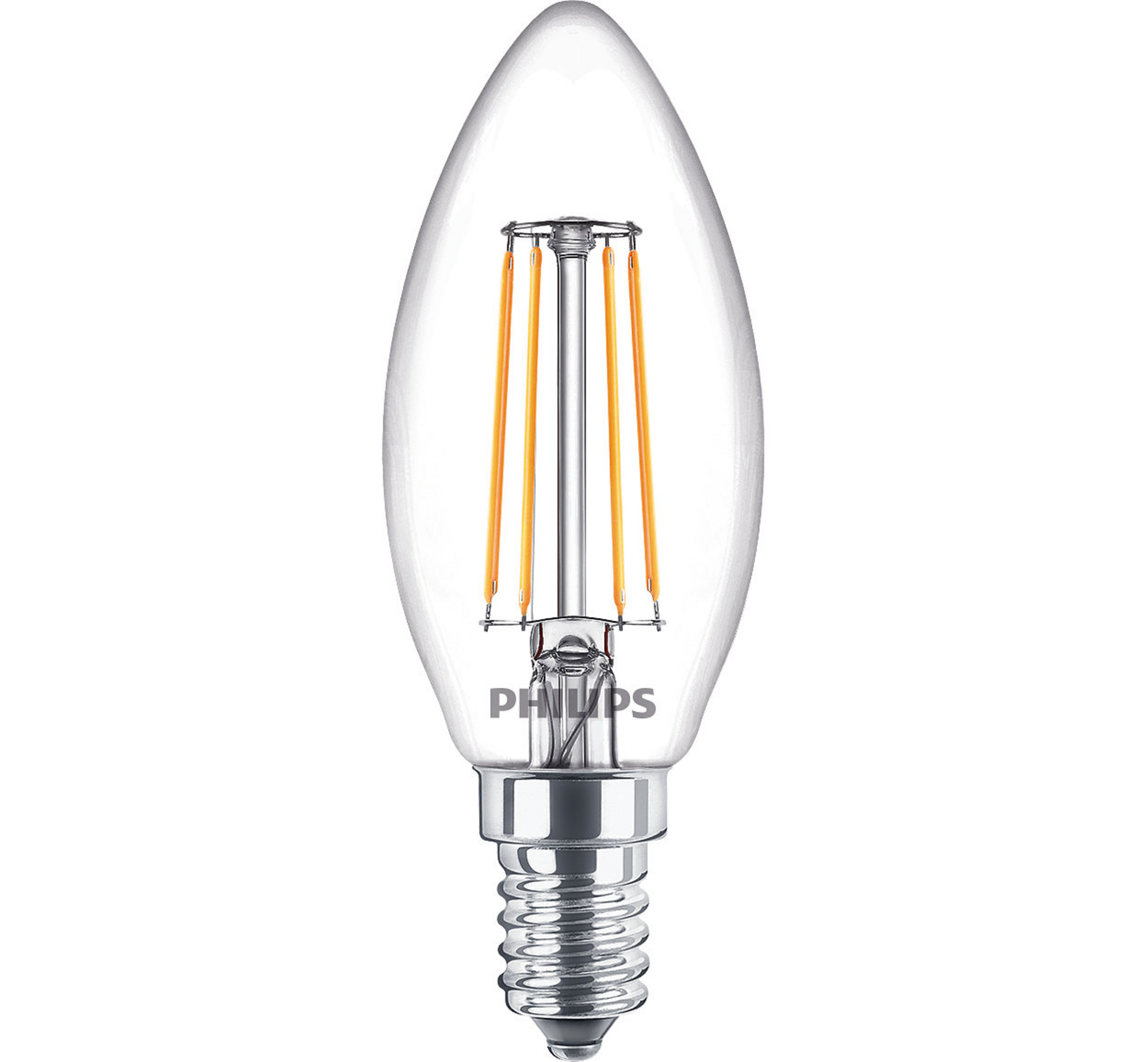 Lamppu LED 4,3W Lasi Kynttilä (470lm) E14 - Philips