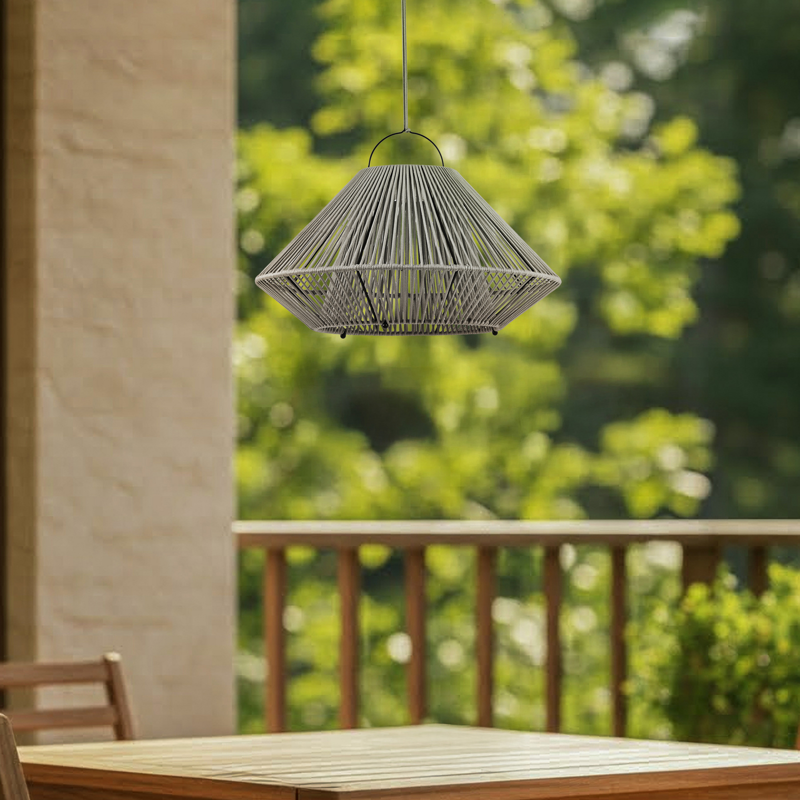 Lindby LED saules enerģijas piekaramā lampa Austas, pelēka, Ø 50 cm, USB, IP54