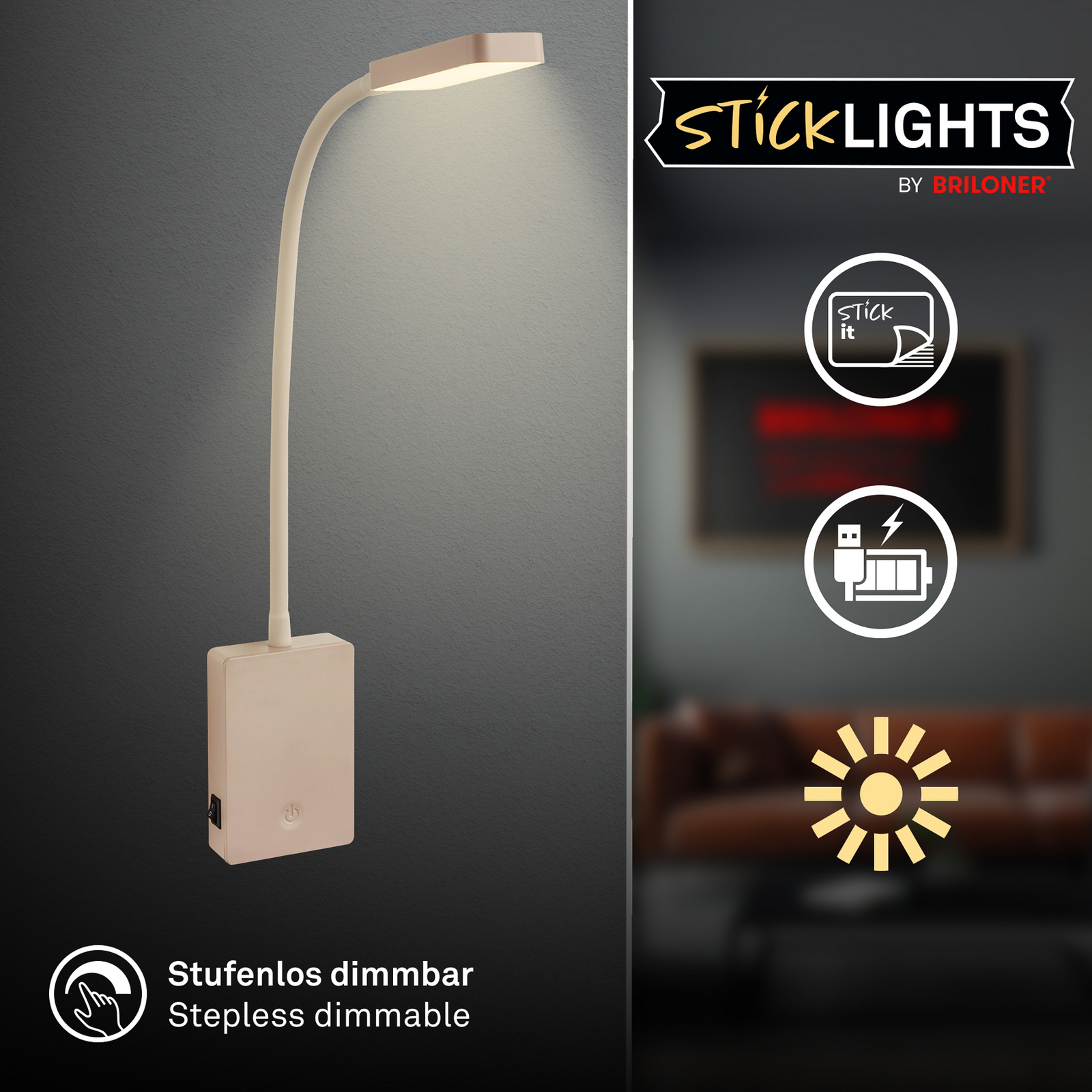 LED stolová lampa Cielo, béžová, výška 56 cm, plast