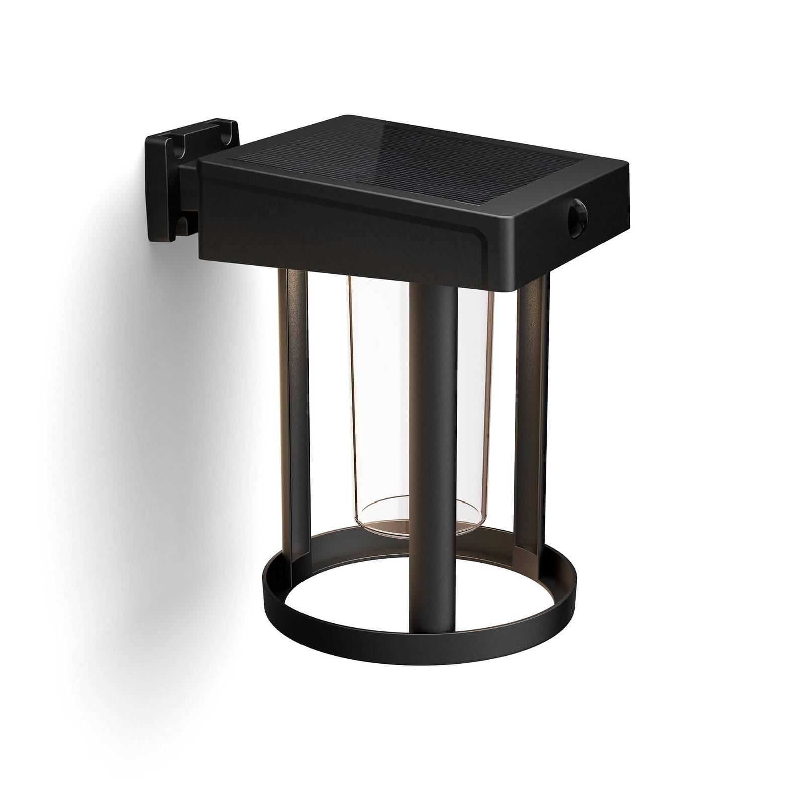 Philips Solar-Sensorwandlampe Camill, schwarz/klar, Ø 14 cm