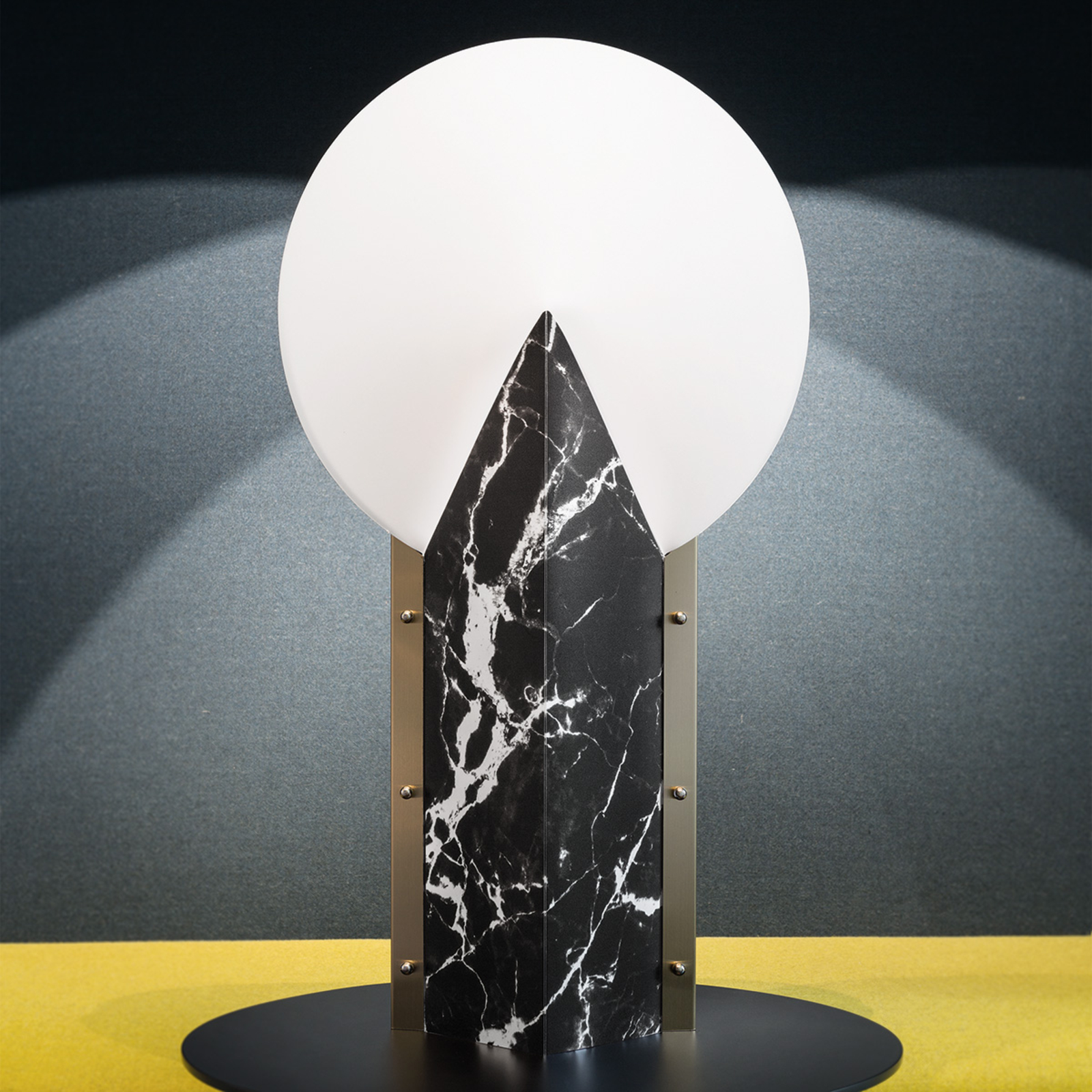 Slamp Moon 25th Anniversary table lamp black, for Living / Dining Room, aluminium, Opalflex®, E27, 10 W, energy efficiency: A++, L: 30 cm, W: 14 cm, H: 57 cm