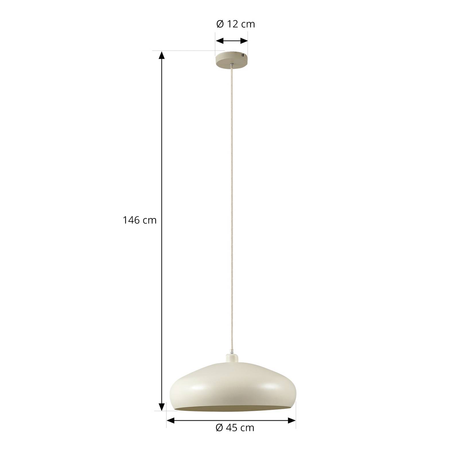 Lampa wisząca Lindby Elover, beżowa, Ø 45 cm, żelazo