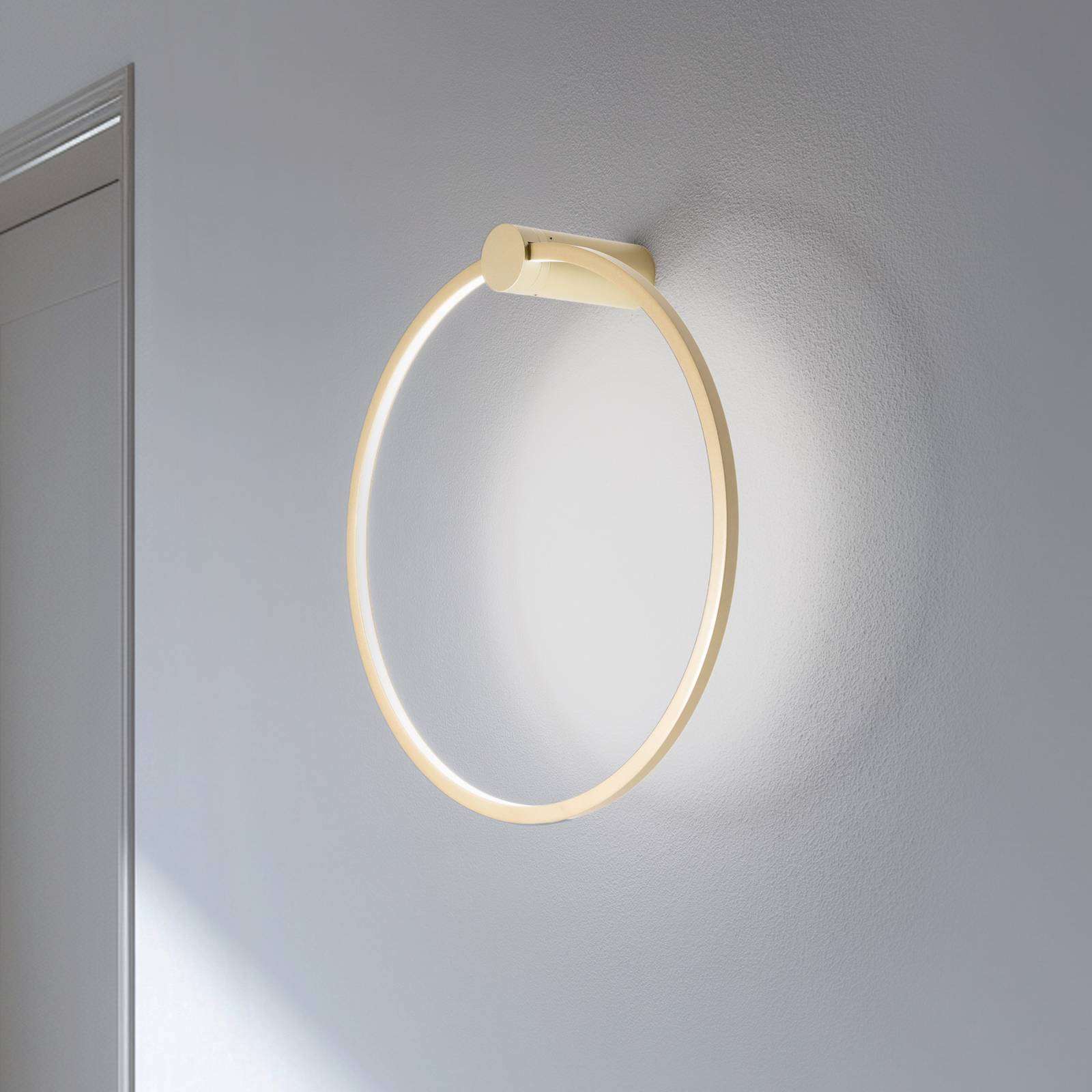 Kinkiet LED Saturno, złoty, Ø 50 cm, metal, 4000 K