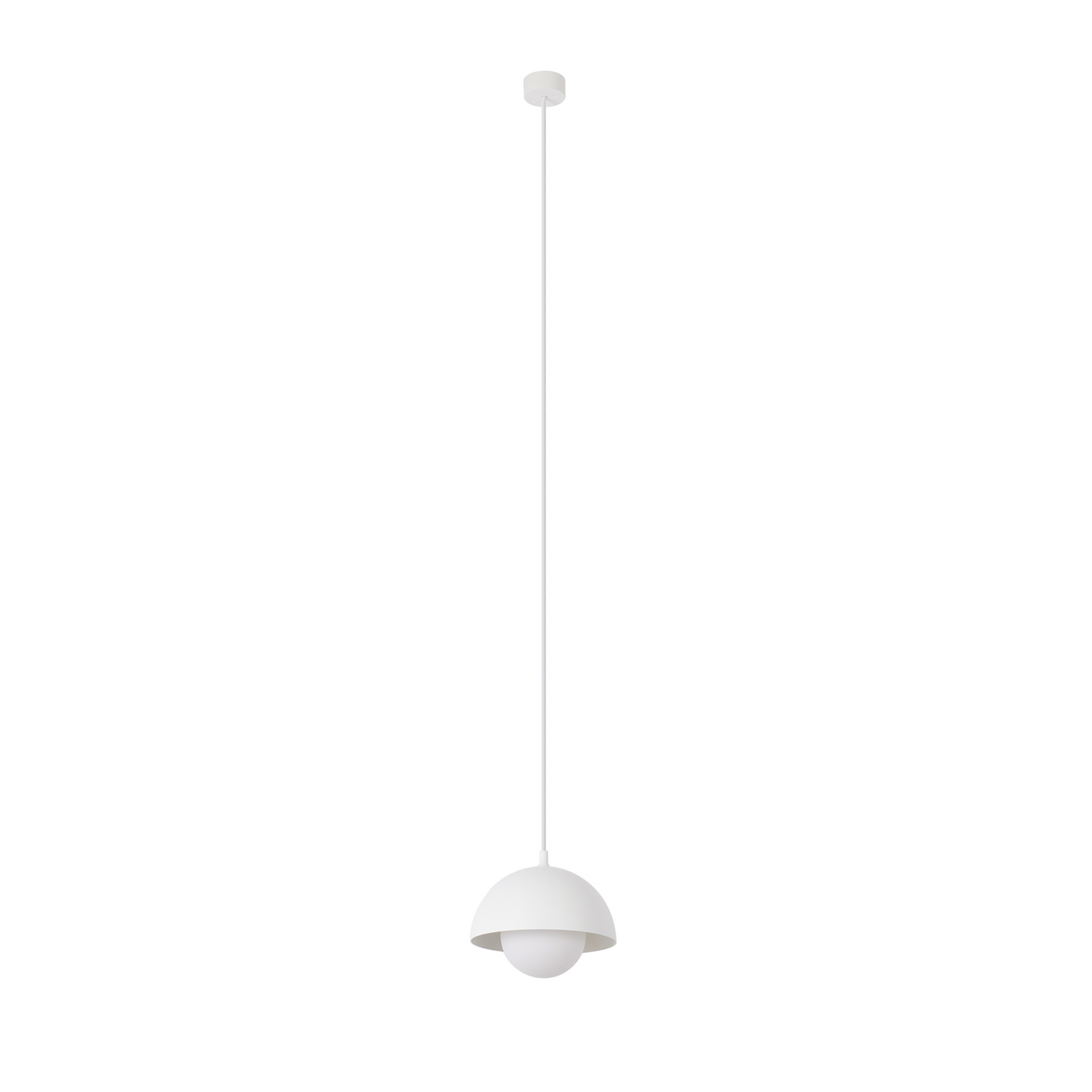 Suspension Nola Hide, blanche, Ø 17 cm, aluminium/verre, G9