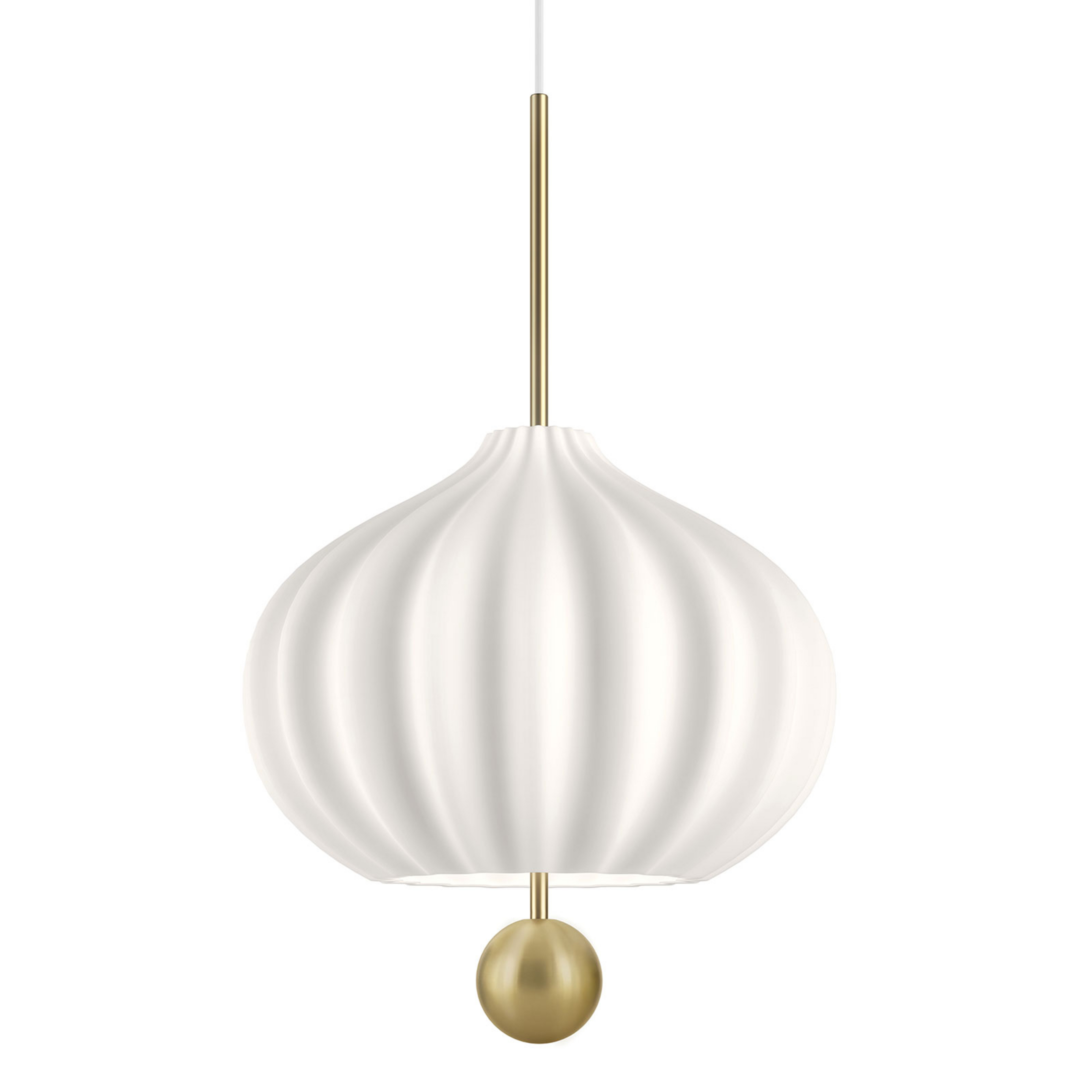 kdln hengelampe Lilli, hvit/messing, Ø 32 cm