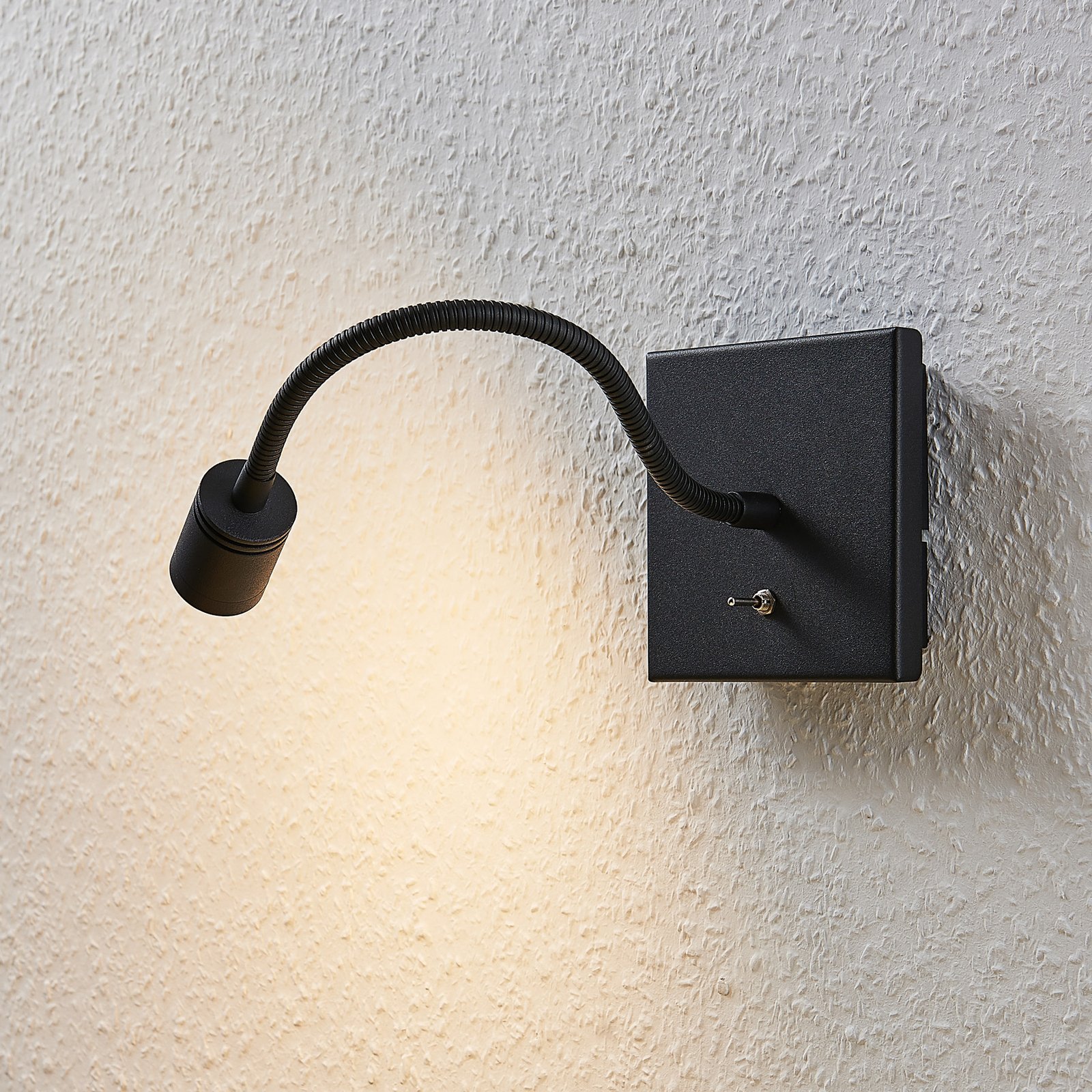 Lindby LED-Wandlampe Mayar, 2er, schwarz, Leselampe, 11 cm