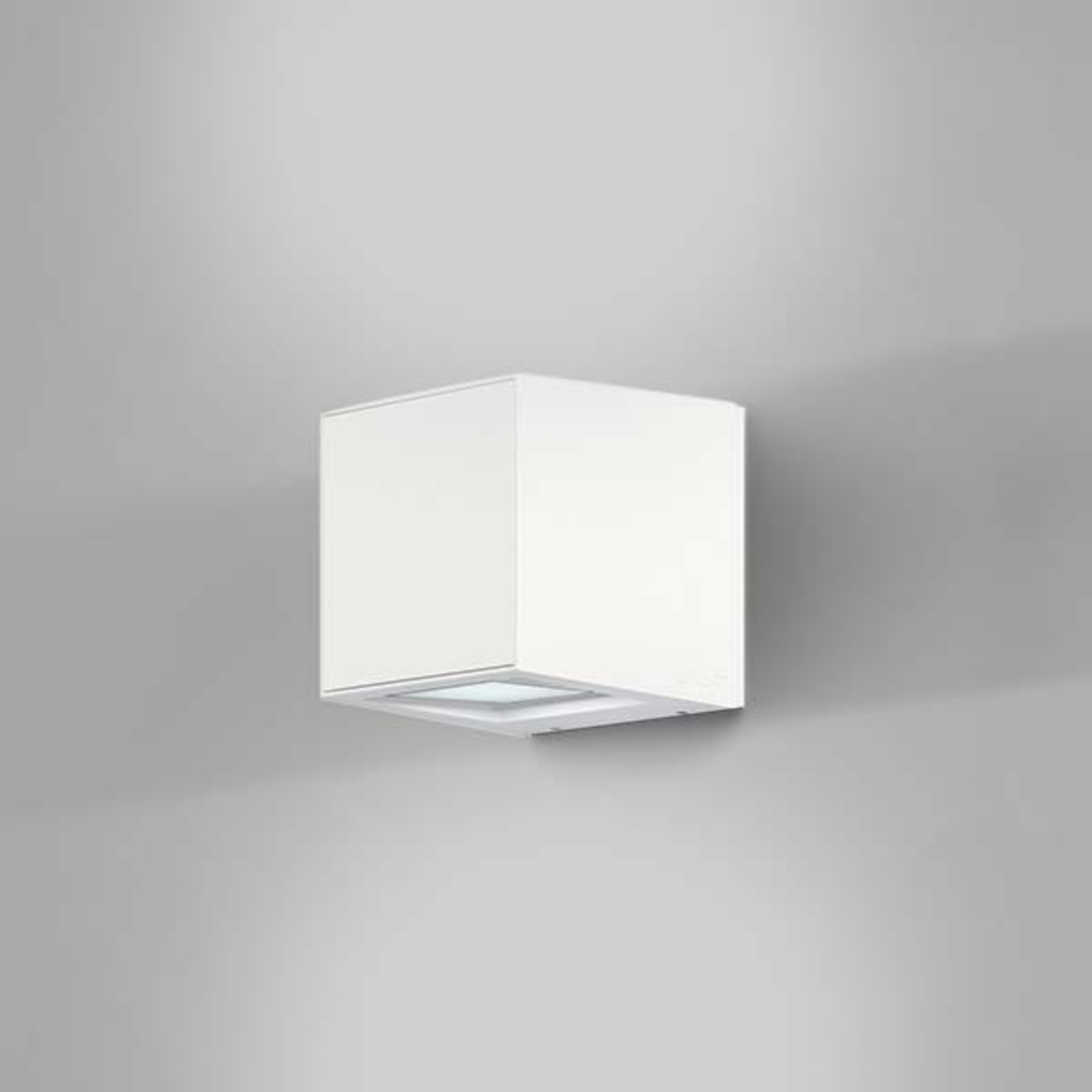 IP44.de Cubic LED outdoor wall light Gap Q, white, die-cast aluminium, opal glass, 12 W, energy efficiency: A, W: 11.2 cm, H: 12 cm