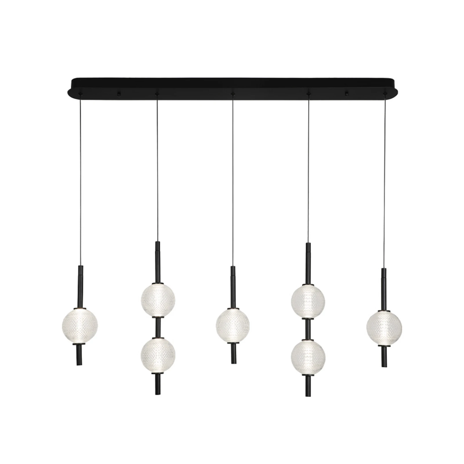 LED závesné svietidlo Abeona, dĺžka 105 cm, čierna kovová, 7-pl.