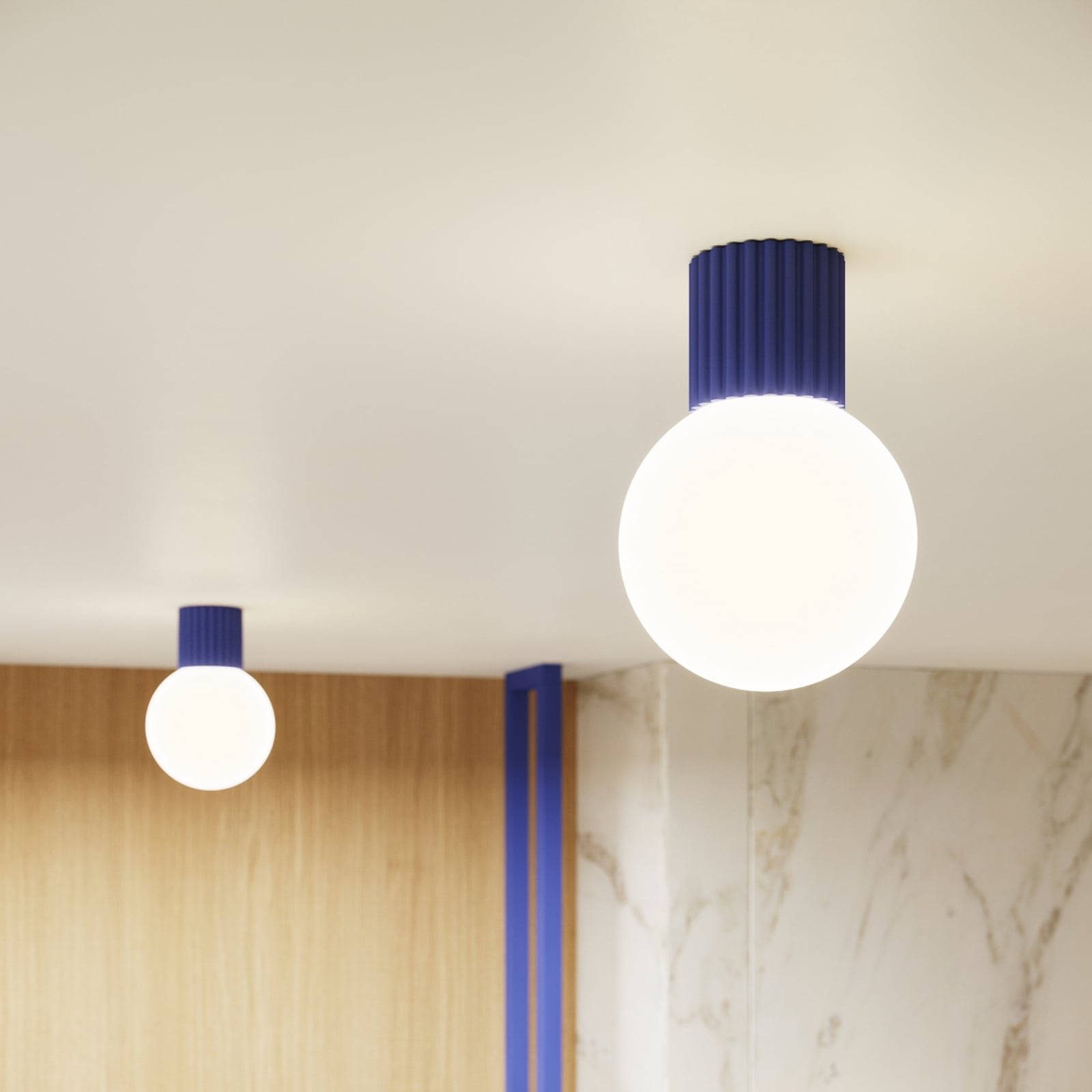 ORBI Wandlampe ultramarin Glas/Metall Ø12cm IP44 G9 - SOLLUX