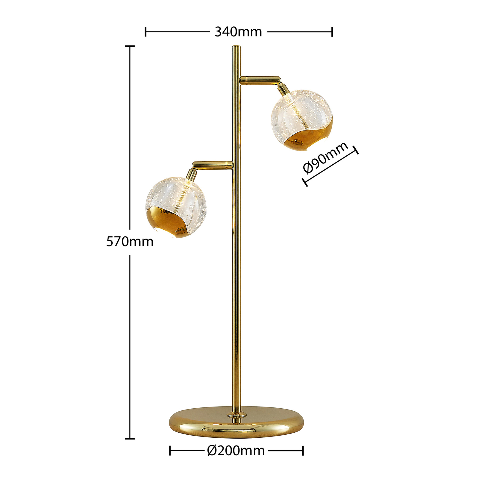 Lucande Kilio LED-bordlampe, kan dæmpes, i guld