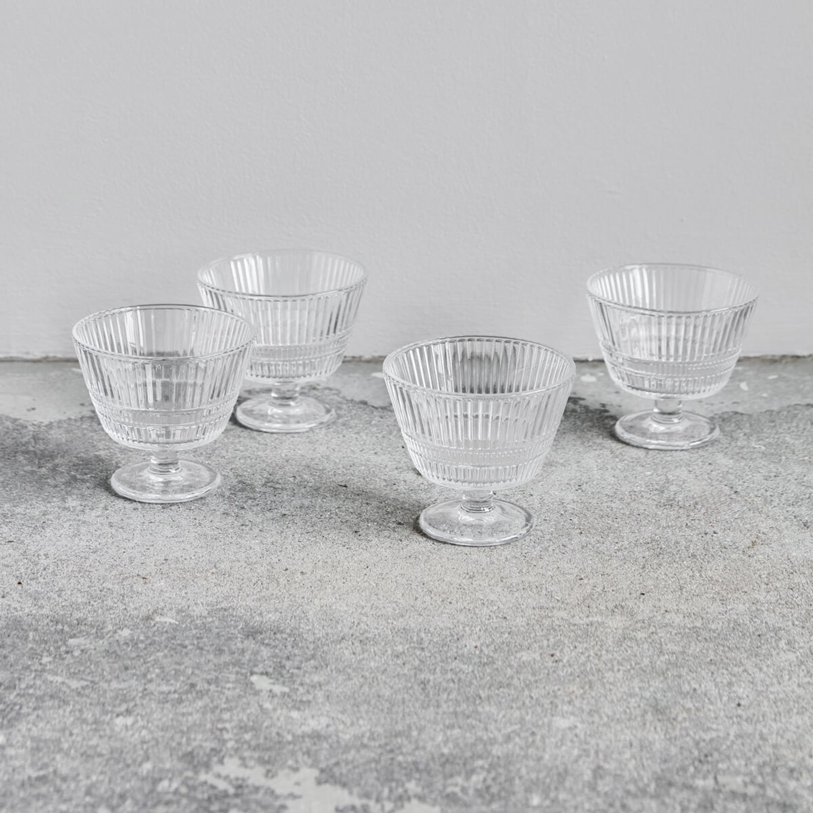 Slots Bol, lot de 4, verre, transparent, rainuré - House Doctor