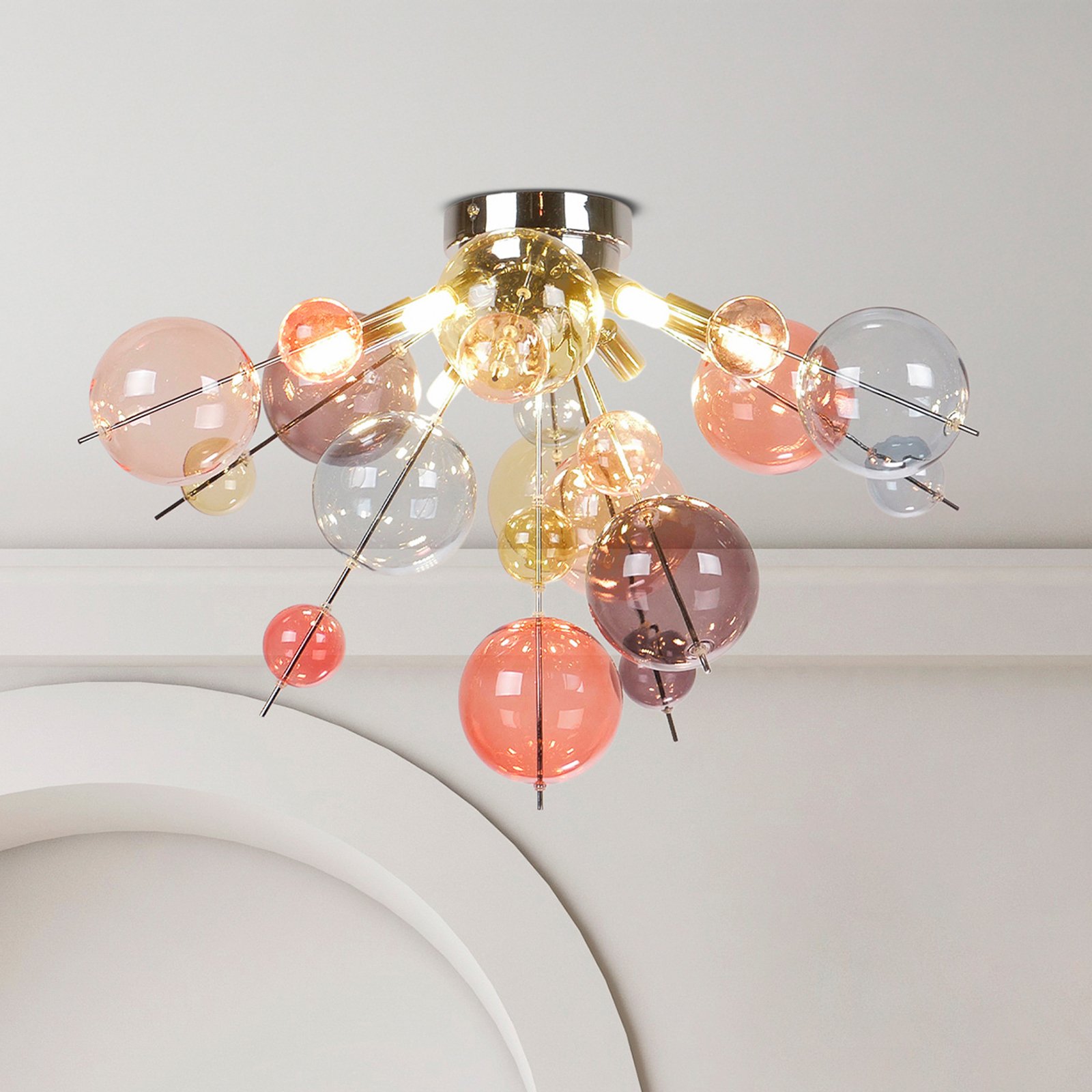 Explosion ceiling light, Ø 57 cm, glass, pastel colours, G9