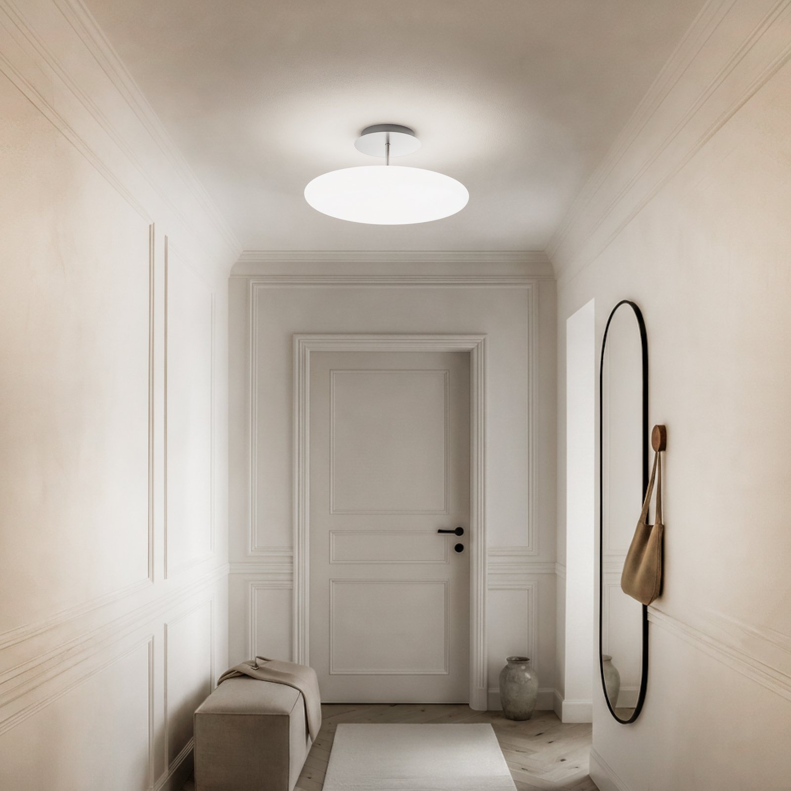 Lindby LED-taklampe Gunda, hvit, glass, Ø 48 cm, dimbar Lindby LED-taklampe Gunda, hvit, glass, Ø 48 cm, dimbar