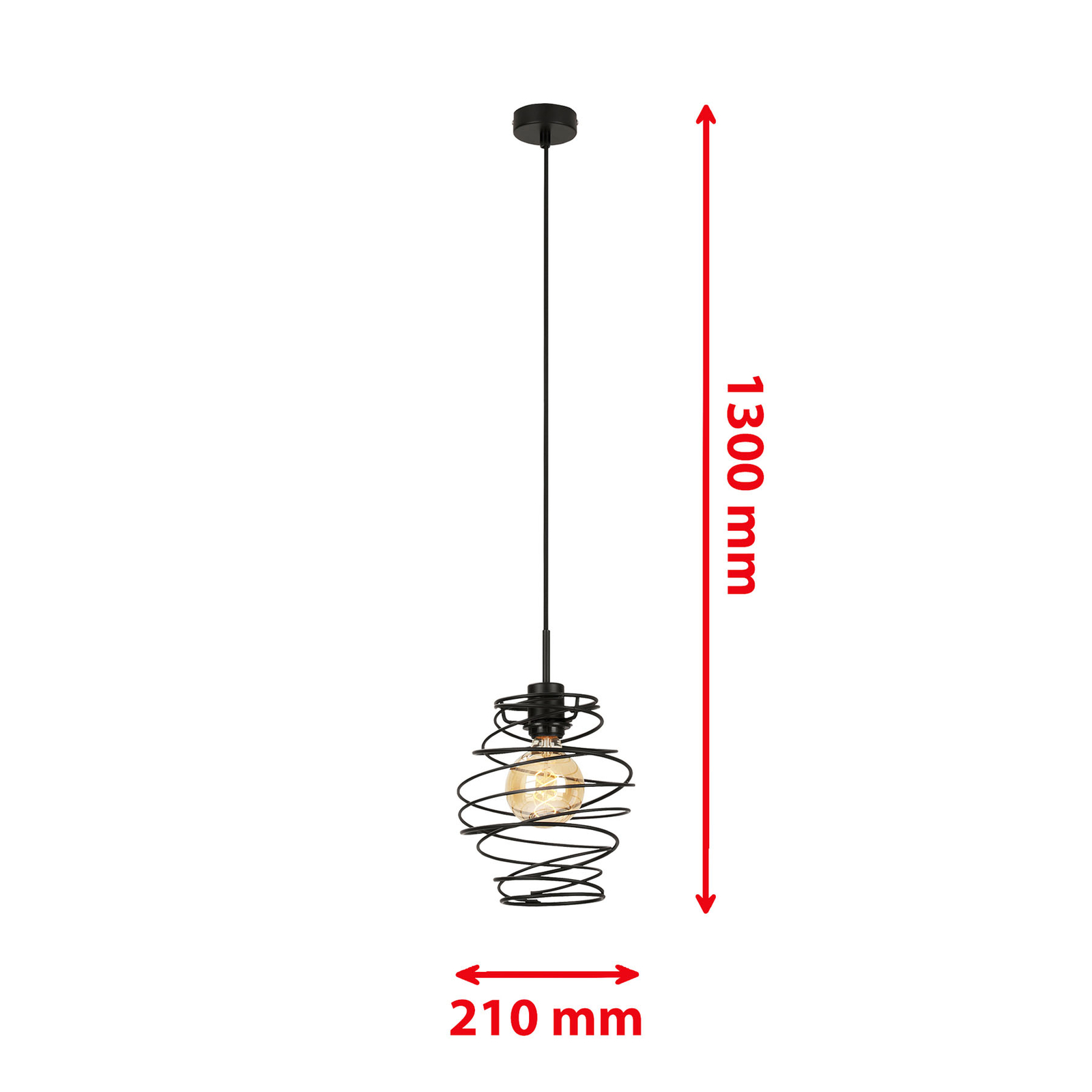 Pendant light Black Steel 4870, 1-bulb