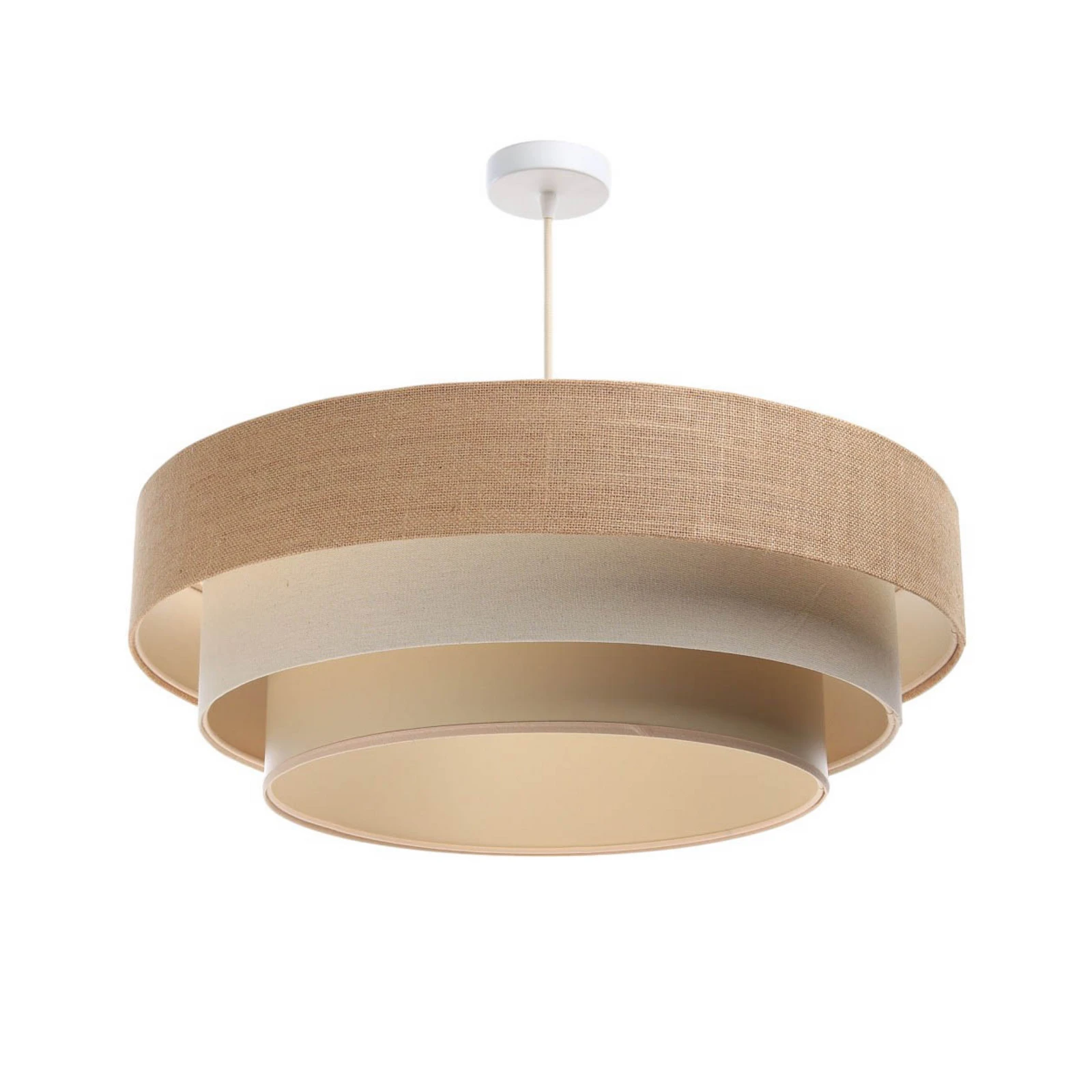 Suspension Boho, crème/beige, Ø 60 cm, hauteur 20 cm, jute