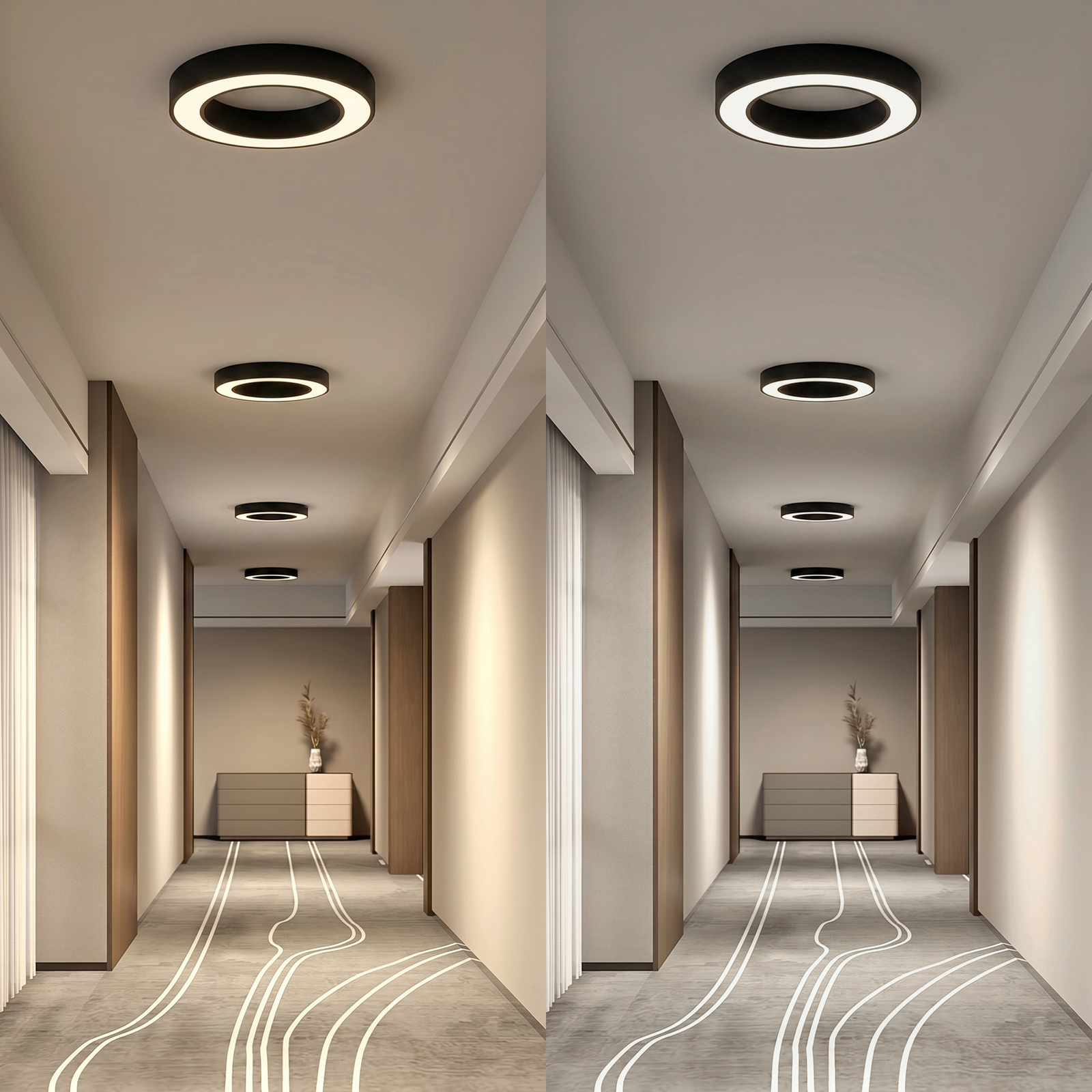 Sharelyn LED-Deckenleuchte, schwarz, Ø 60 cm, dimmbar, CCT - Arcchio