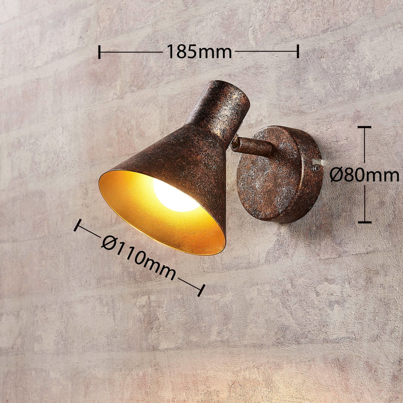 Zera Zidna lampa Antique hrđati/Zlato - Lindby