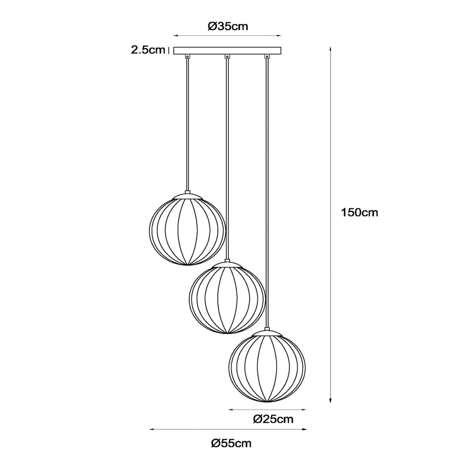 Suspension Monsaraz, Ø 35 cm, ambre/vert, verre, E27