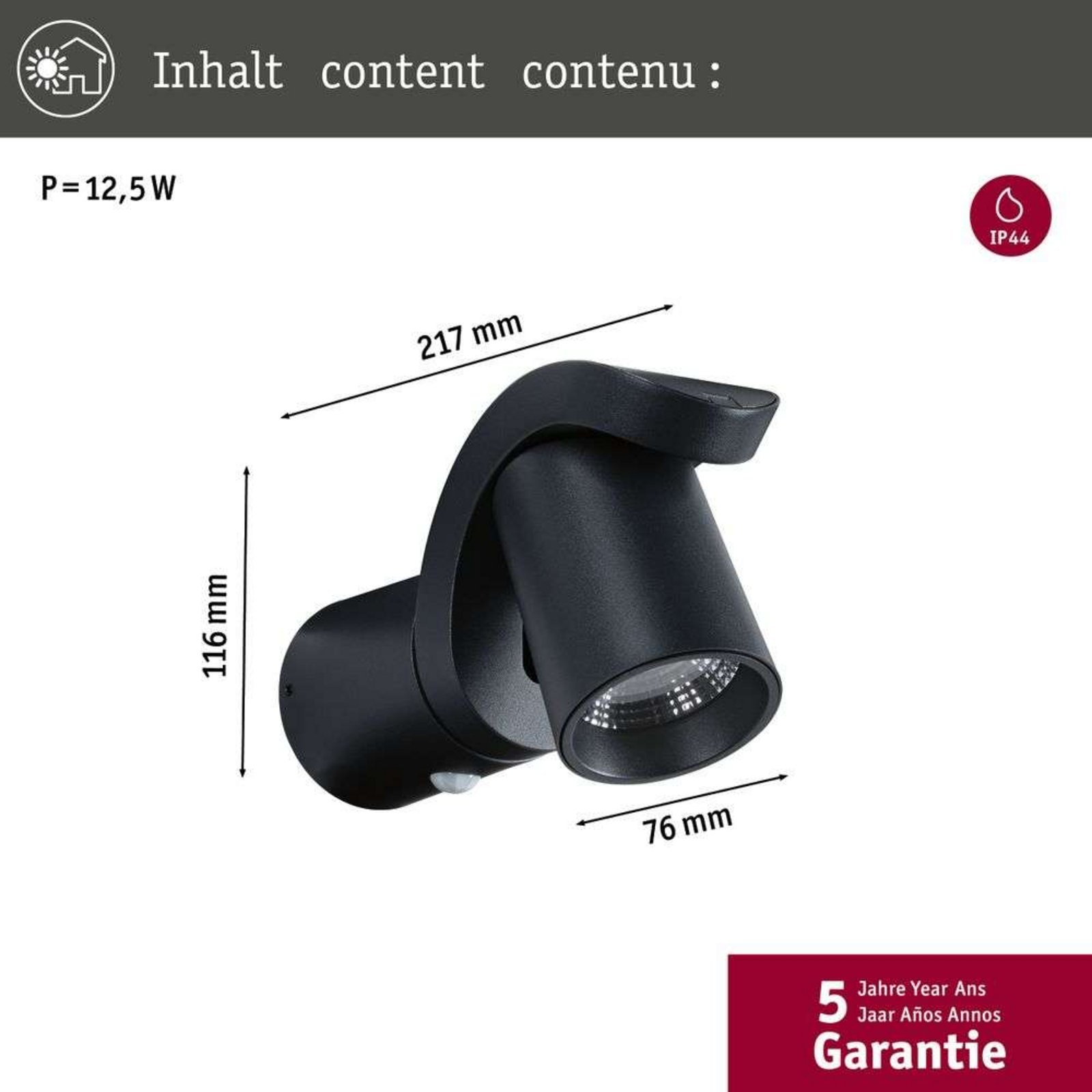 Cuff Aplica de Exterior w/Sensor SWR Antracit - Paulmann