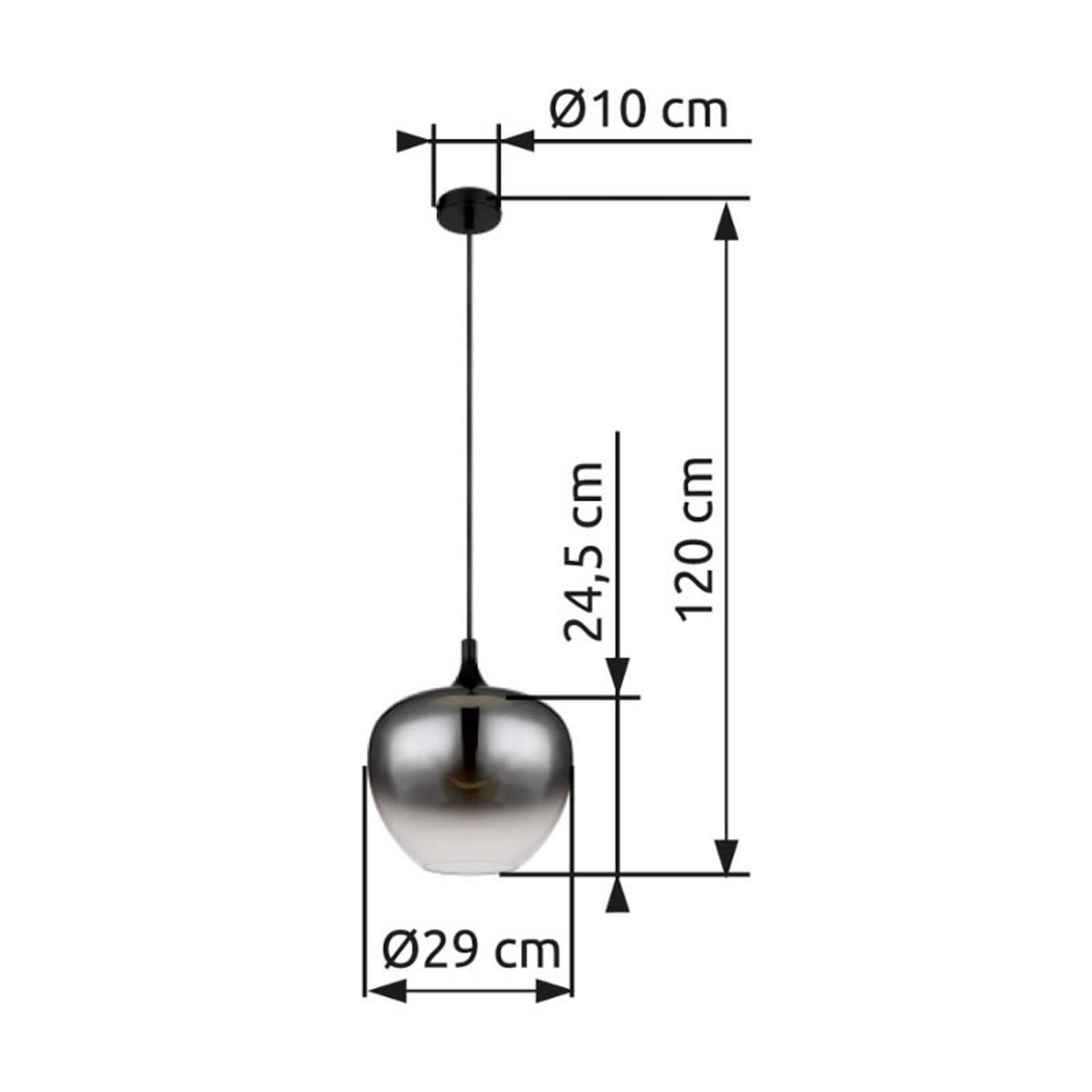 Lampa wisząca Maxy, Ø 29 cm, dymny szary, szkło