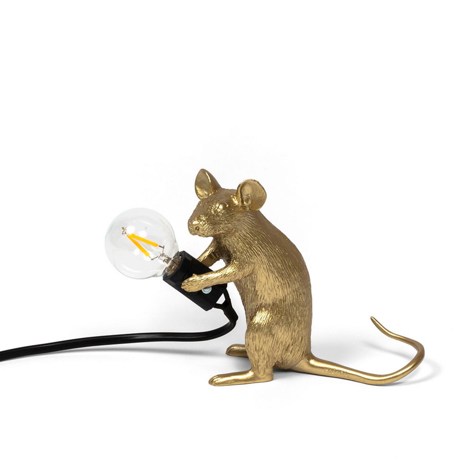 Mouse Lamp Mac Sitting Table Lamp Gold - Seletti