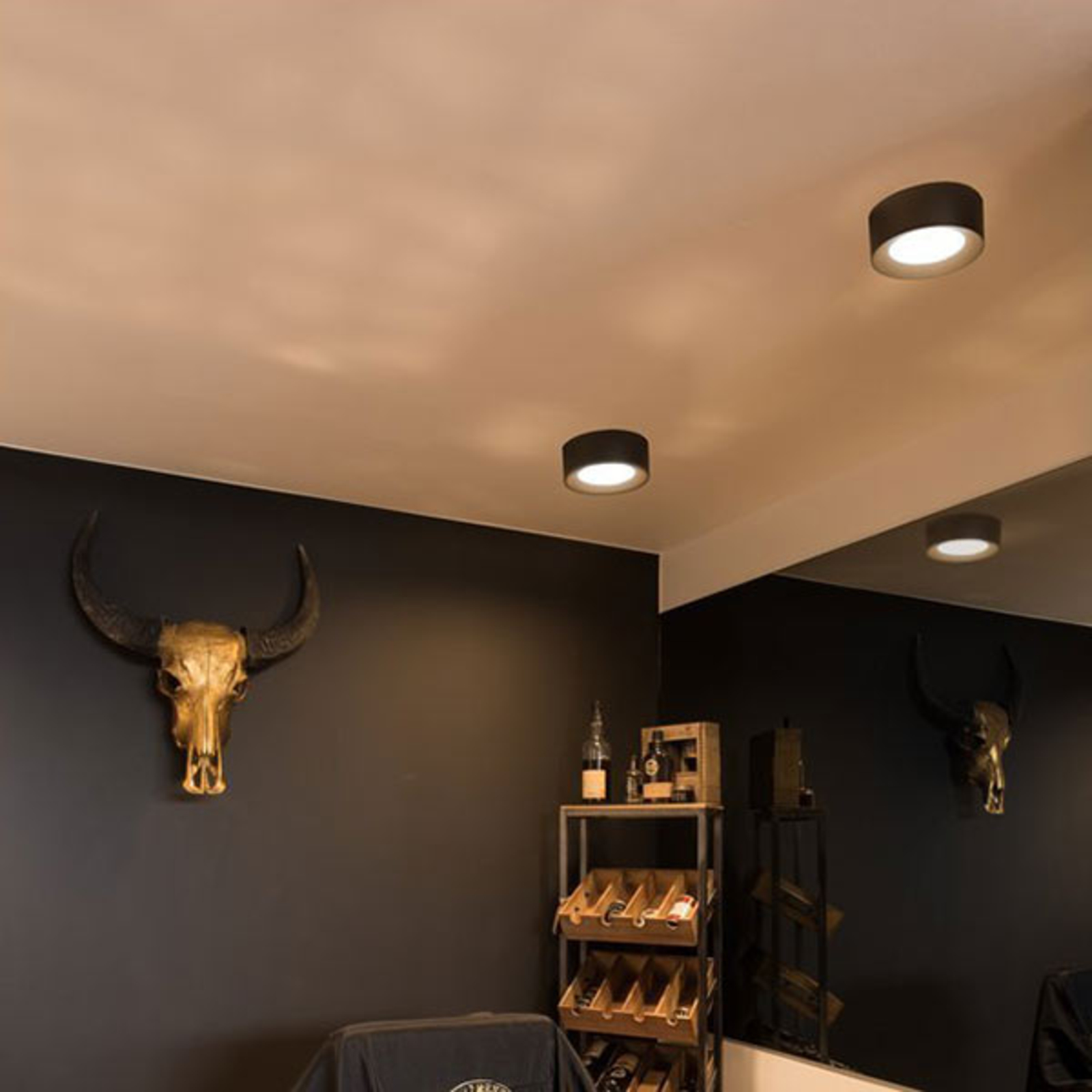 SLV Fera LED ceiling light, Ø 20 cm, matt black, for Hallway, polycarbonate, 19.5 W, energy efficiency: A+, H: 7.5 cm