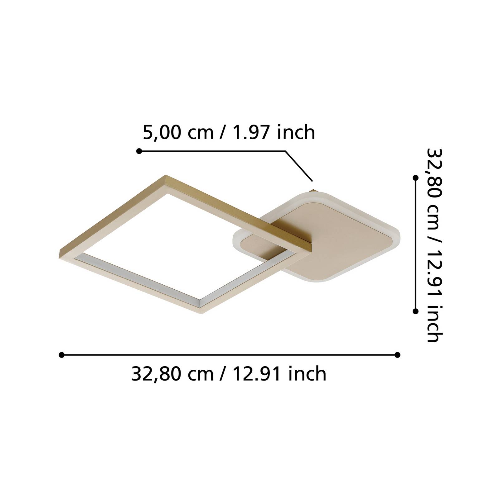 Lampa sufitowa LED Gafares, złota, aluminium, 33 cm, pilot CCT