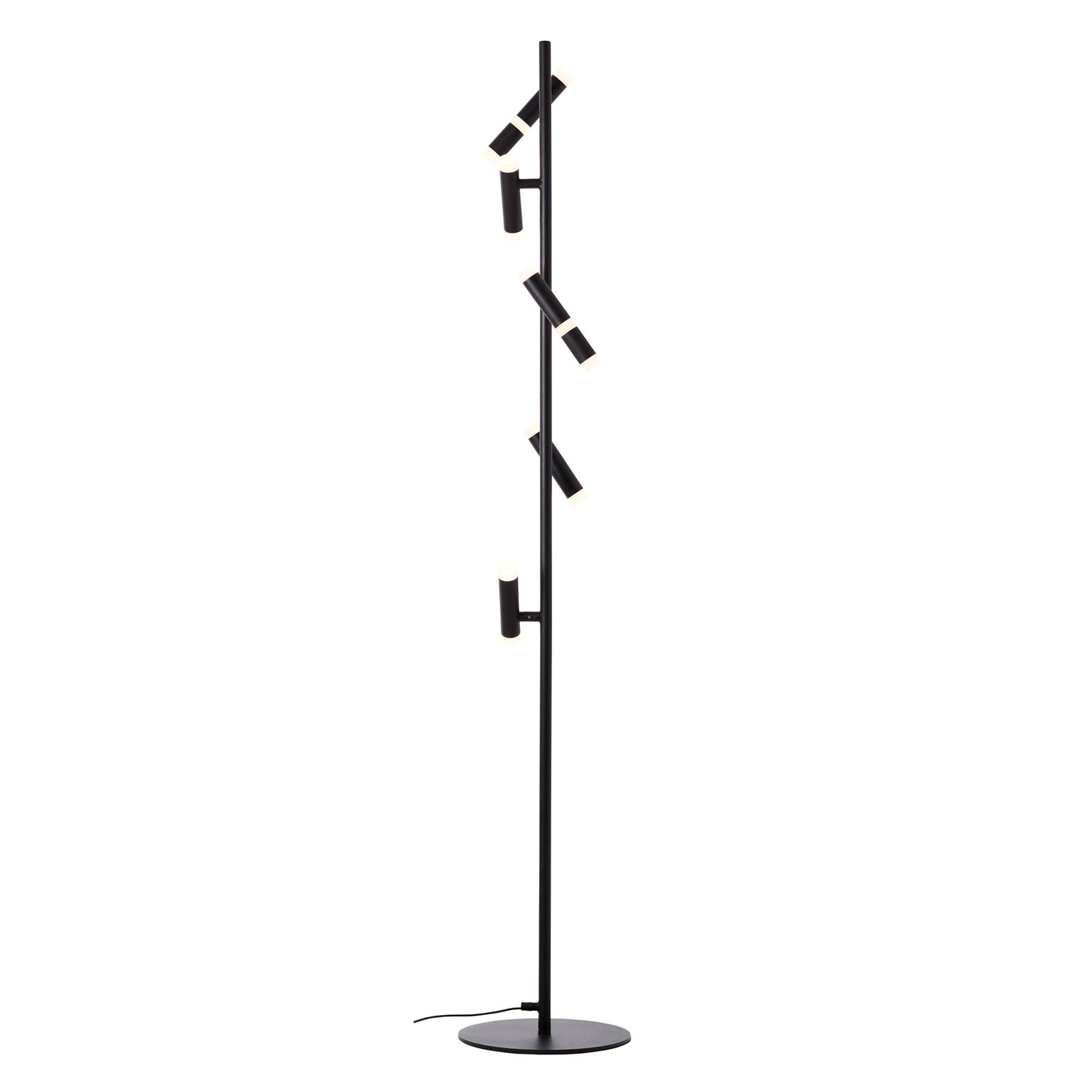 LED-Stehleuchte Lagano, schwarz, fünfflammig