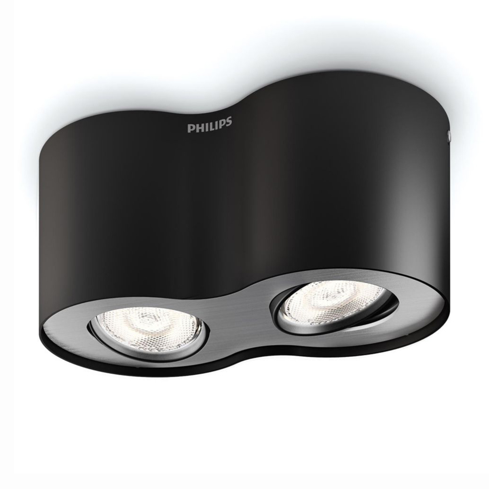 PHILIPS Phase - LED spotlight in black, 2-bulb, for Living / Dining Room, metal, 4.5 W, energy efficiency: A+, L: 19.2 cm, W: 10.2 cm, H: 8 cm